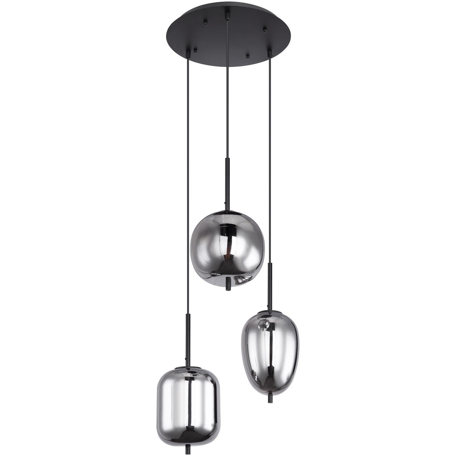 vom Esszimmer Leuchtmittel, ist Hängeleuchte Hängeleuchte Pendellampe, Leuchtmittel, GLOBO Lichtfarbe Flur abhängig Küche, Wohnzimmer Pendelleuchte modern, ohne Glas, schwarz, Schlafzimmer, Hängelampe, Globo