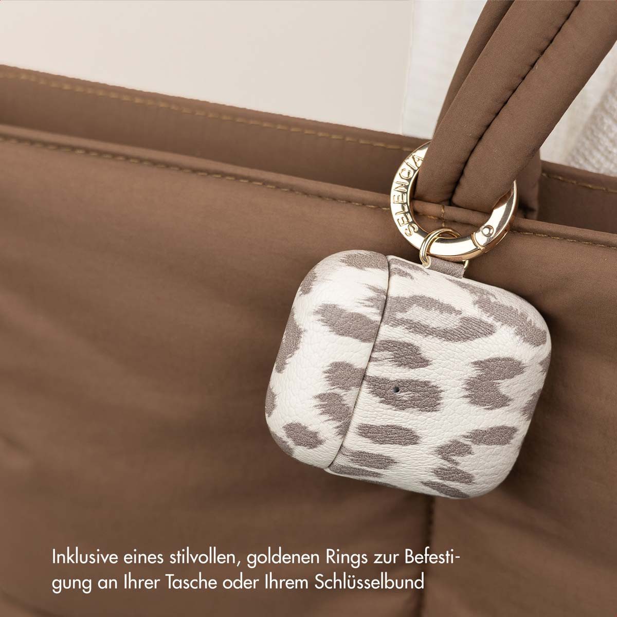 Selencia Kopfhörer-Schutzhülle Selencia Sabi Hülle Panthermuster Apple Airpods 3 - Soft Ivory – Bild 5 von 5