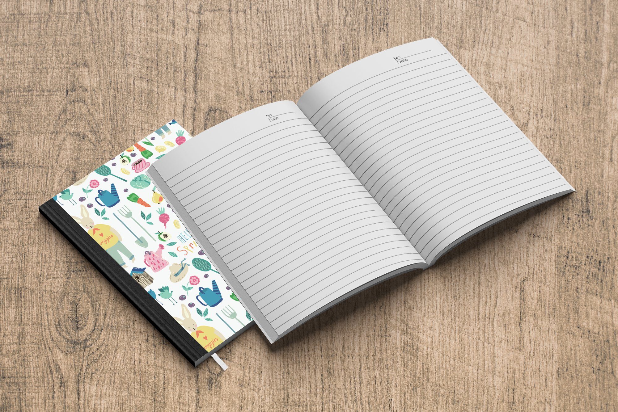 MuchoWow Notizbuch Muster - Kaninchen - Notizheft, Haushaltsbuch Frühling Garten, Journal, Seiten, Merkzettel, A5, - 98 Tagebuch