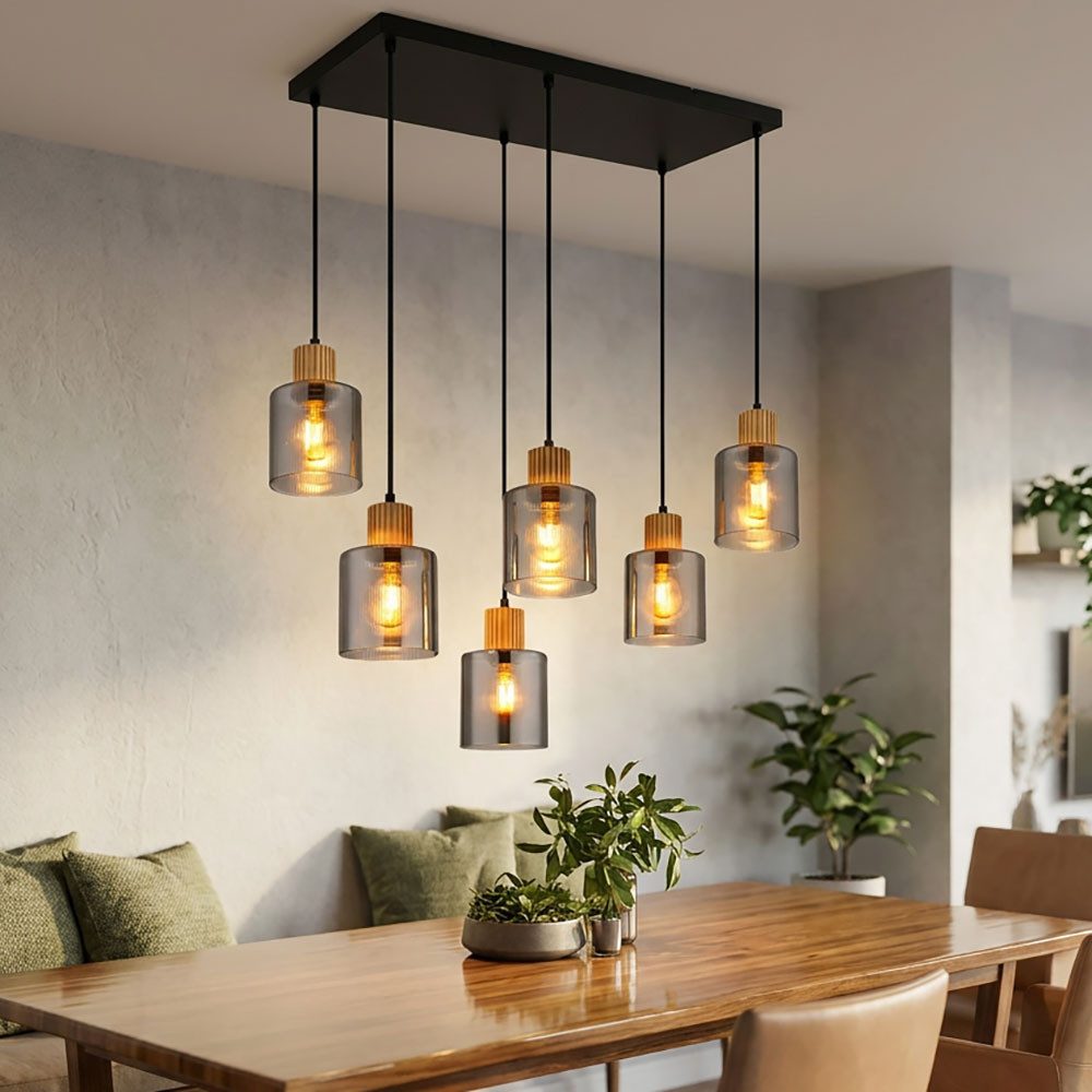 GLOBO LIGHTING LED Pendelleuchte, Leuchtmittel inklusive, Warmweiß, LED Hängeleuchte Metall schwarz dunkelbraun Rauchfarben H 120 cm