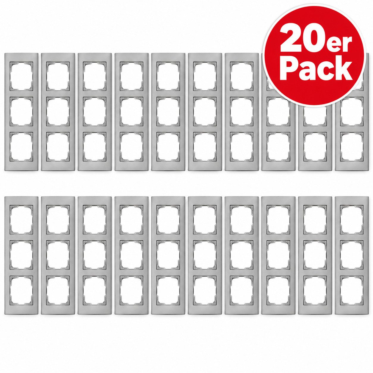 Kopp Abdeckrahmen 20X Athenis Abdeckrahmen 3-Fach Schalterrahmen Steckdosenrahmen, Lichtschalter Steckdose Unterputz Rahmen Elektroinstallation