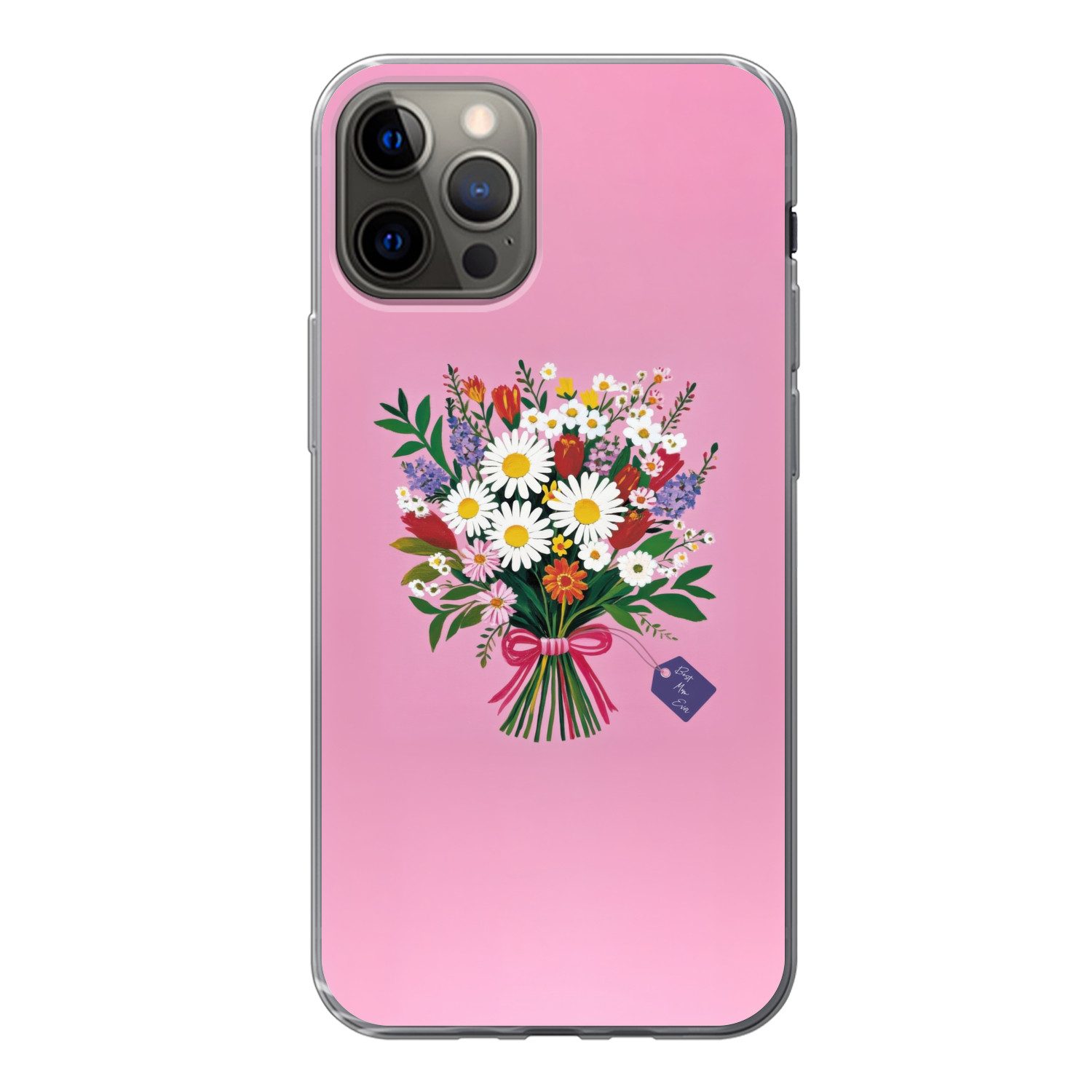 MuchoWow Handyhülle für Apple iPhone 13 Pro Blumen - Zitat - Karte - Bunt, Smartphone-Bumper, Print, Handy Schutzhülle Dünn