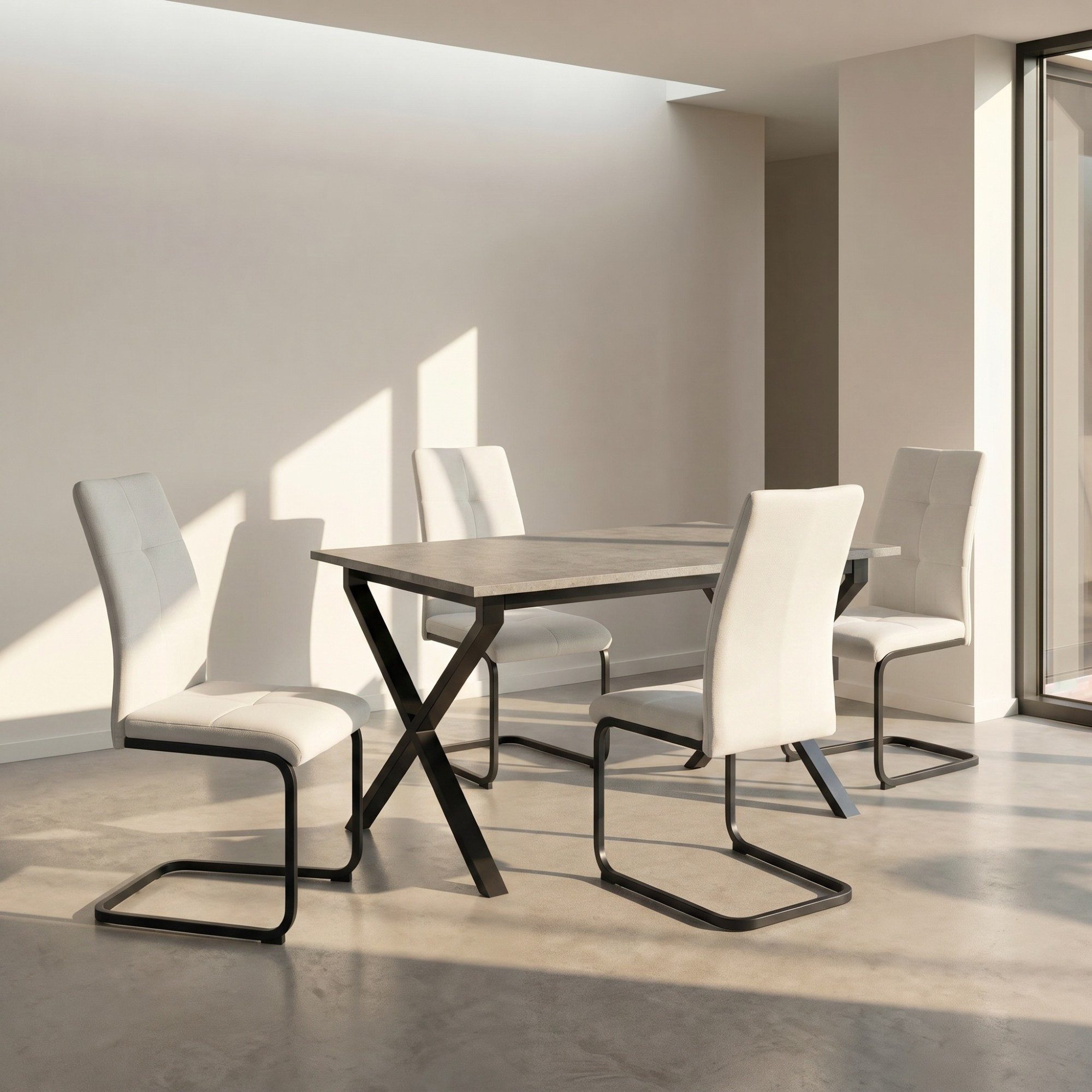 loft24 Esstisch Norwich - Esszimmertisch Tisch Küchentisch Holztisch, rechteckige Tischplatte, X-Gestell, Metallbeine, Breite 120 cm