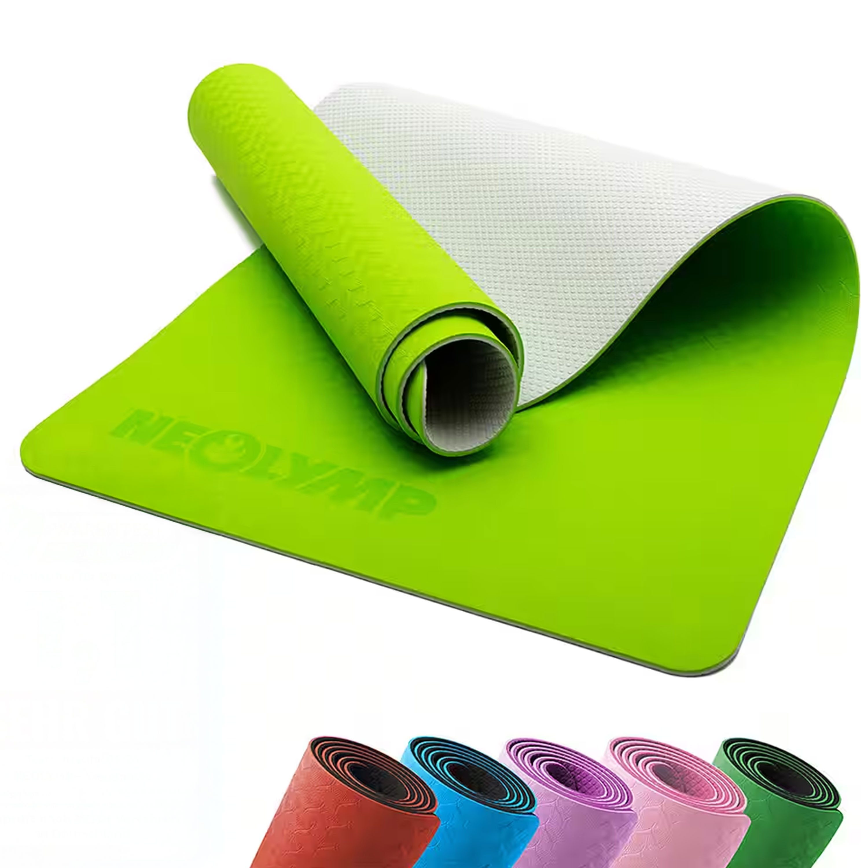 NEOLYMP Yogamatte Sportmatte - Ideal für Yoga, Pilates & Gymnastik - Fitnessmatte (Set, Gymnastikmatte - Workouts In- und Outdoor - E- Book - 6 Farbvarianten), Trainingsmatte - Rutschfeste Oberfläche - Komfort -Gelenkunterstützung