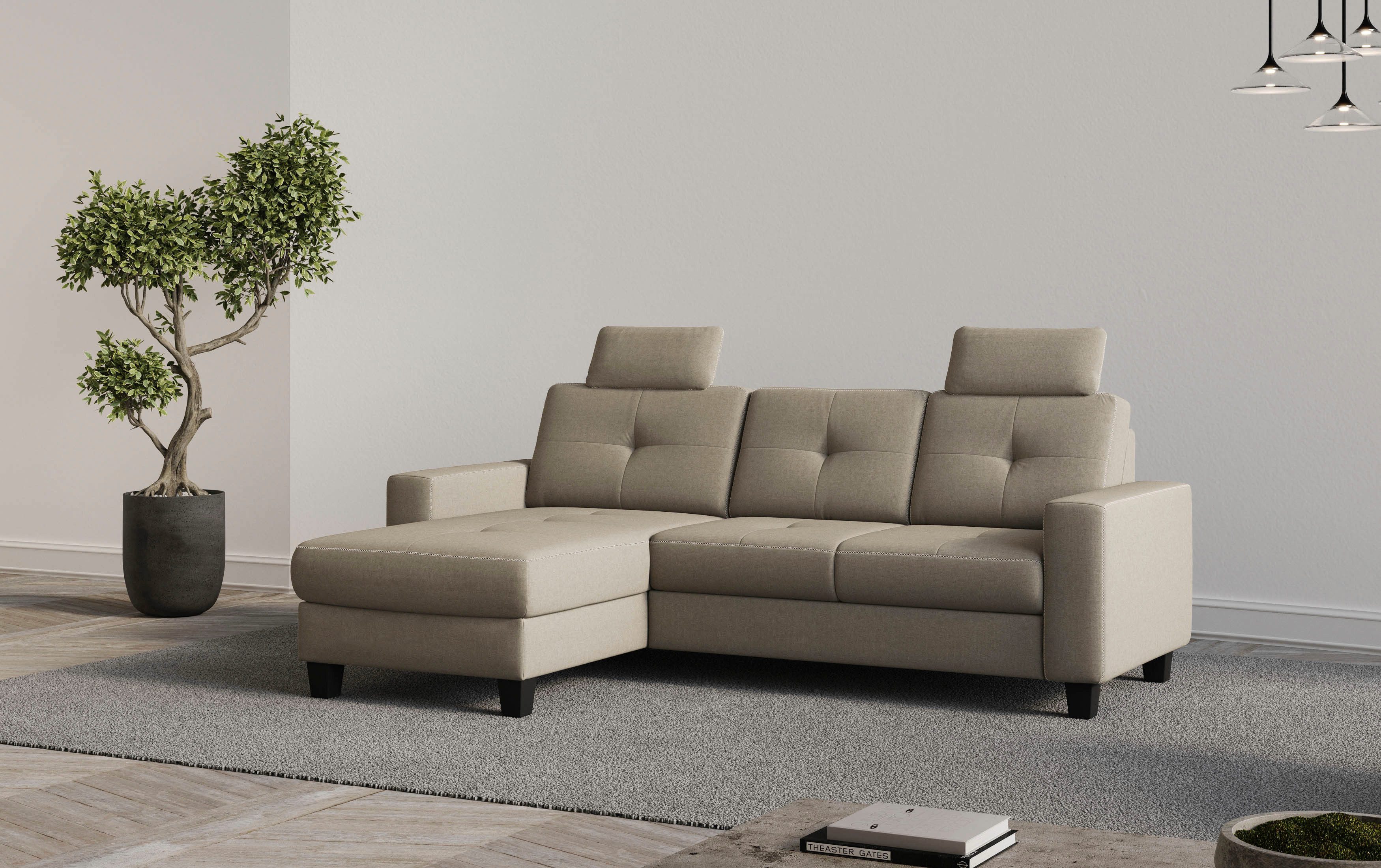 Places of Style Ecksofa "Varese L-Form", wahlweise mit Bettfunktion und Bet günstig online kaufen
