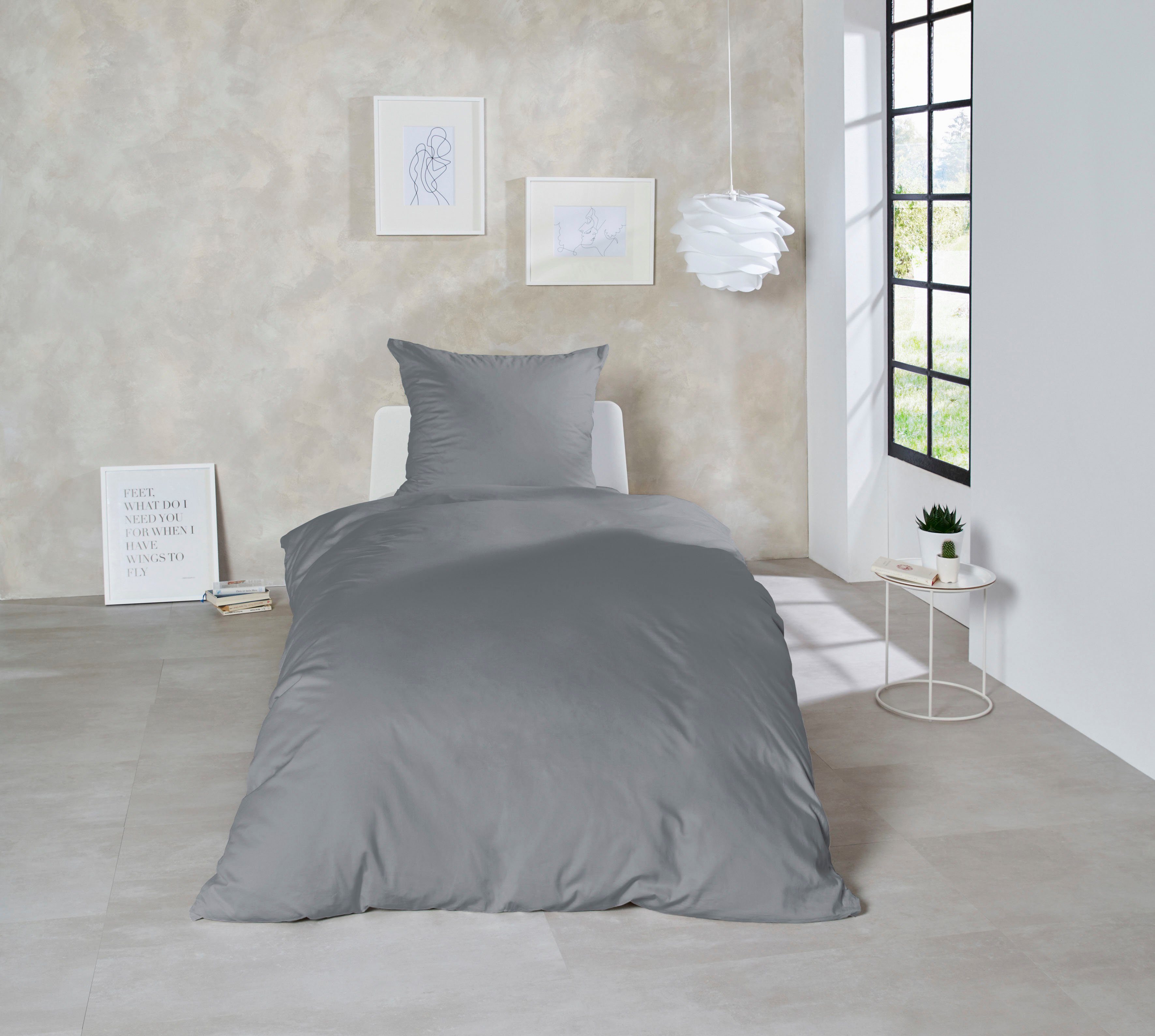 Primera Bettwäsche Uni Luxus-Satin in Gr. 135x200, 155x220 oder 200x200 cm, Satin, 3 teilig, Bettwäsche aus Baumwolle, unifarbene Bettwäsche mit Reißverschluss – Bild 5 von 5