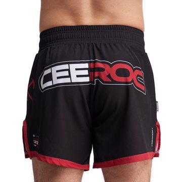 CEEROC Trainingsshorts MMA Shorts, Kampfsporthose kurz, Kickboxen, Crossfit Black/Red Elastikbund mit Tunnelzug Kordel