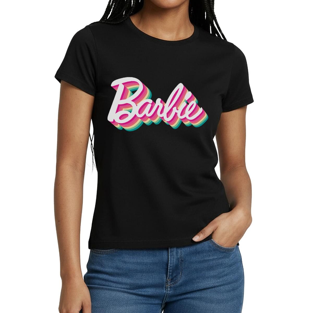 Spreadshirt T-Shirt Barbie Buntes Logo Frauen T-Shirt (1-tlg)