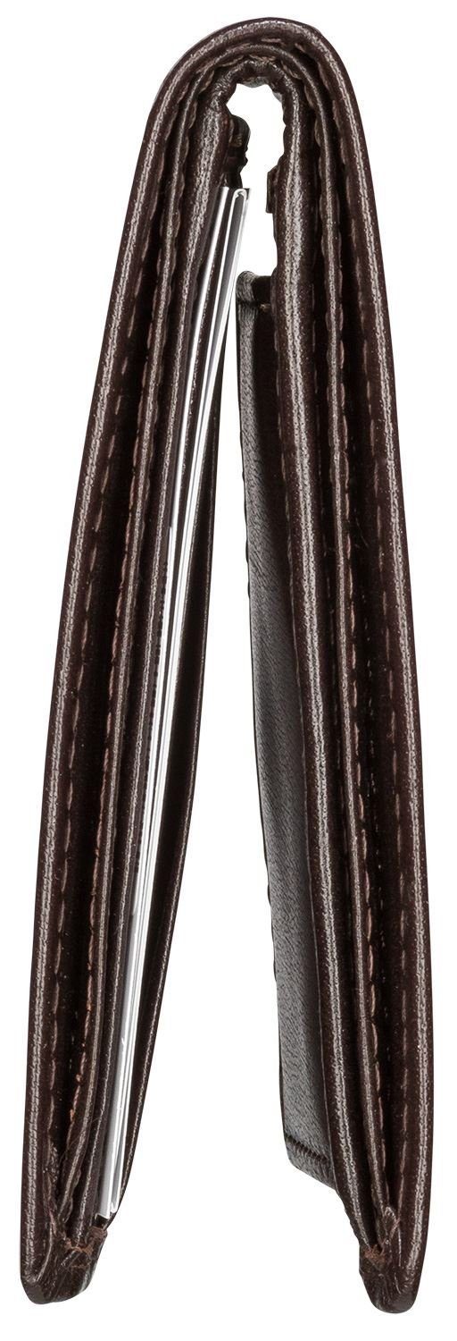 Red Baron Geldbörse Geldbeutel Leder Schwarz RB-WT-001-04, 1-fach klappbar, Kreditkartenfächer, Münzfach mit Druckknopf