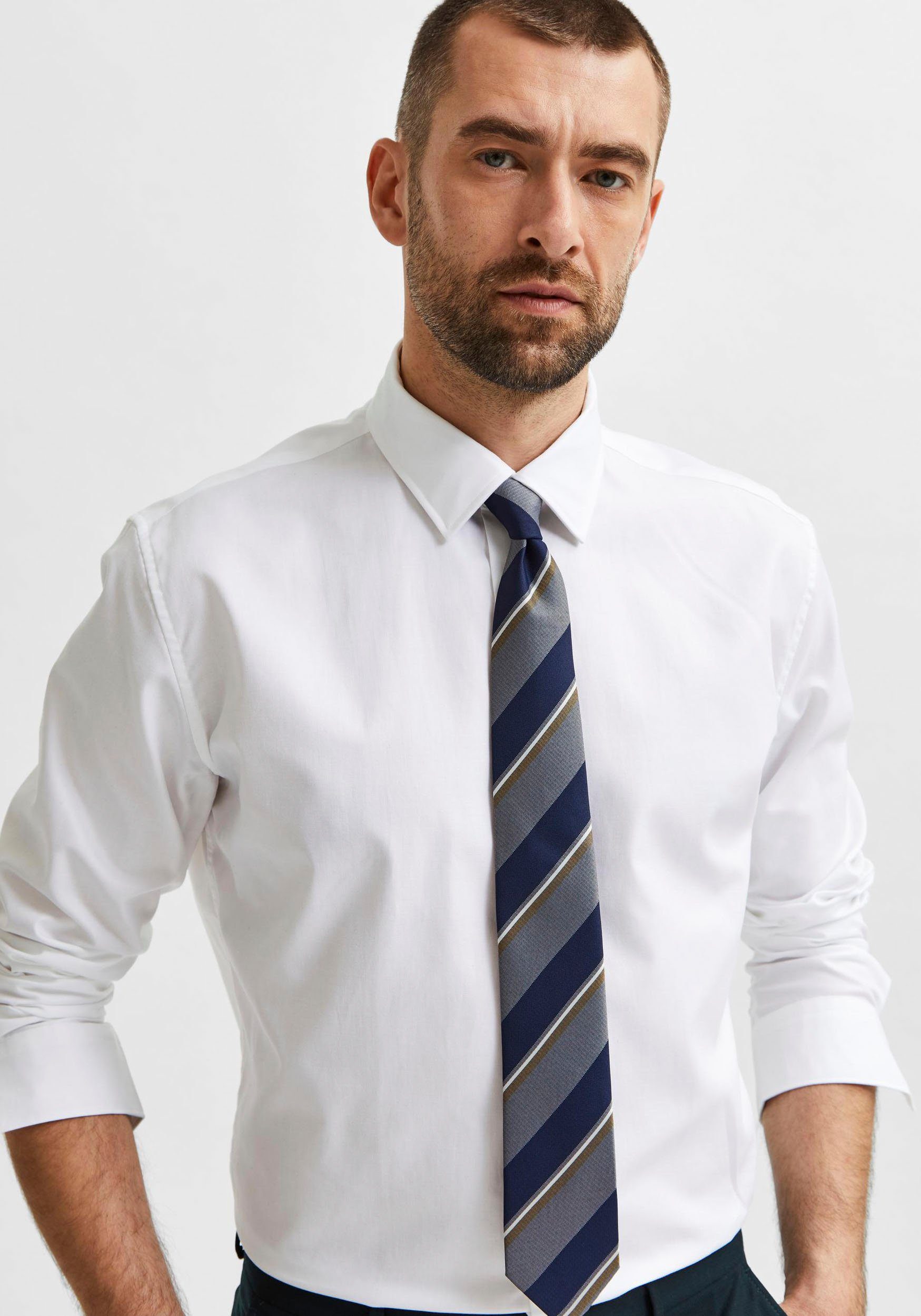 SELECTED HOMME Businesshemd SHIRT SLHSLIMETHAN weiß