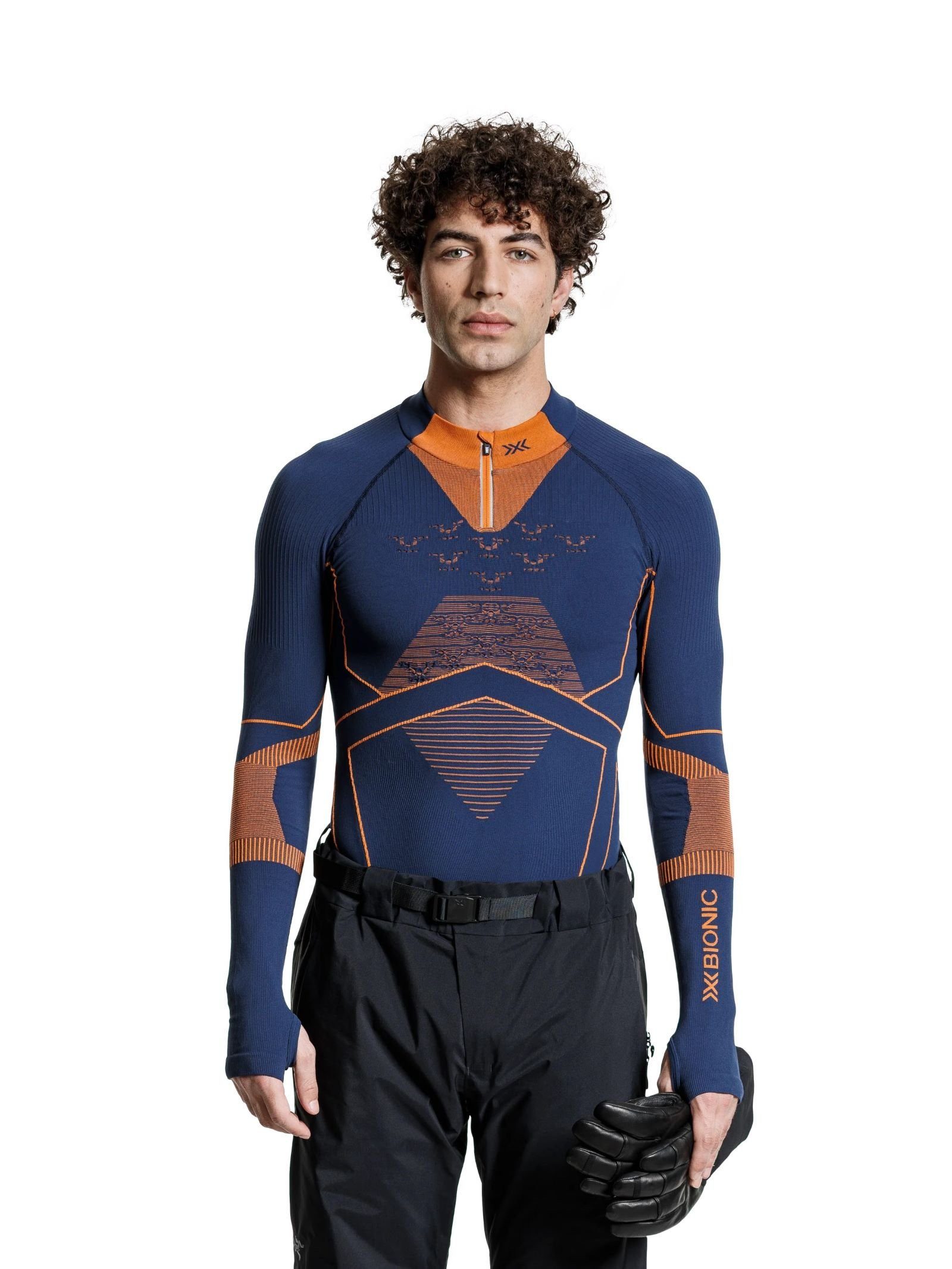 X-Bionic Langarmshirt Energy Accumulator Light Half Zip Unterwäsche marineblau/orange Herren