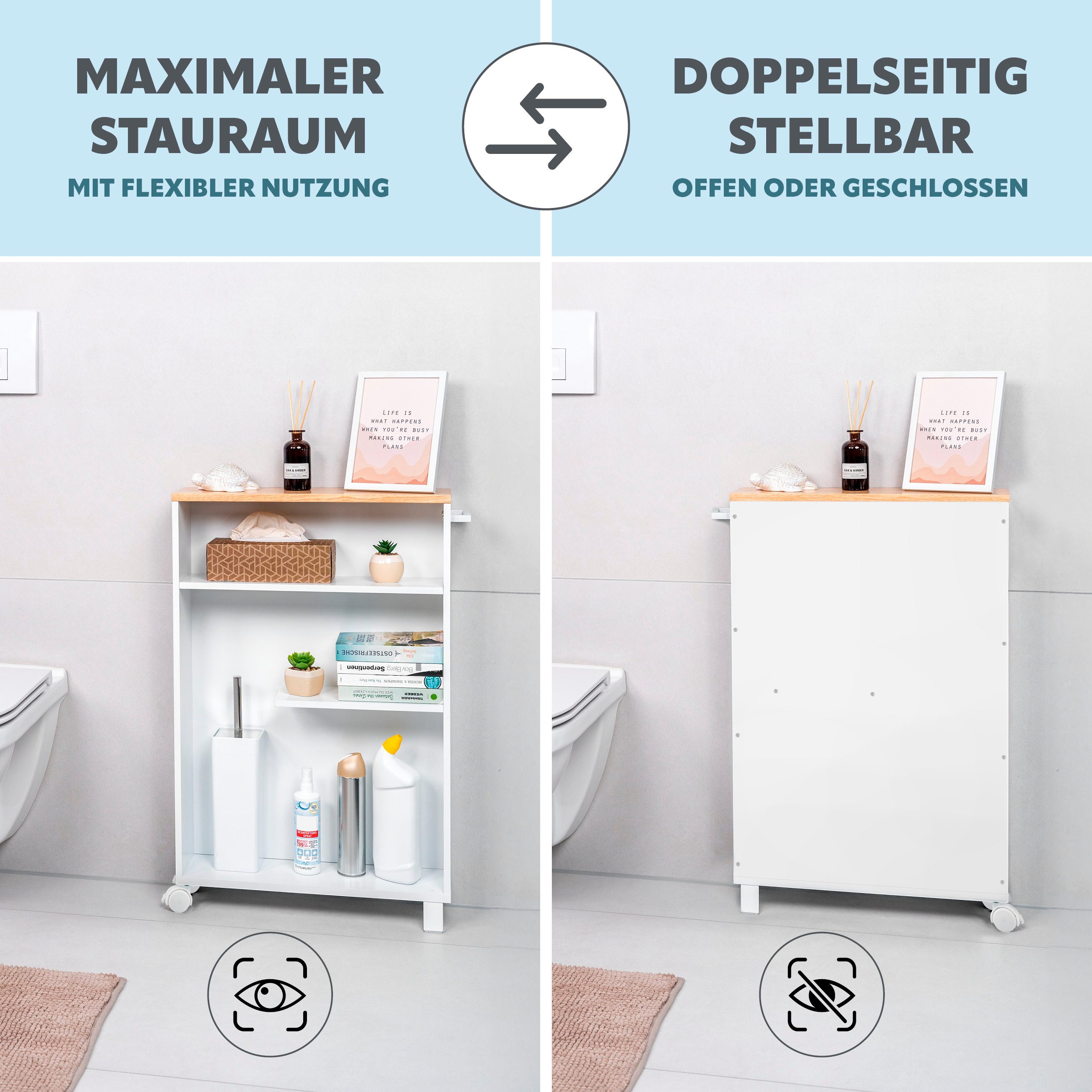 eluno Beistellwagen Bad-Rollwagen, Küchen-Nischenwagen, Bad-Organizer, 3 günstig online kaufen