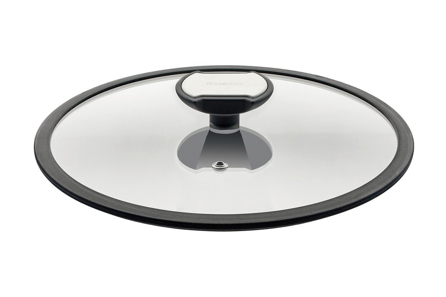Berndes Topfdeckel B.PERFECT, Ø 24 cm, Transparent, Schwarz, Glas, Silikonrand, Kunststoffknauf