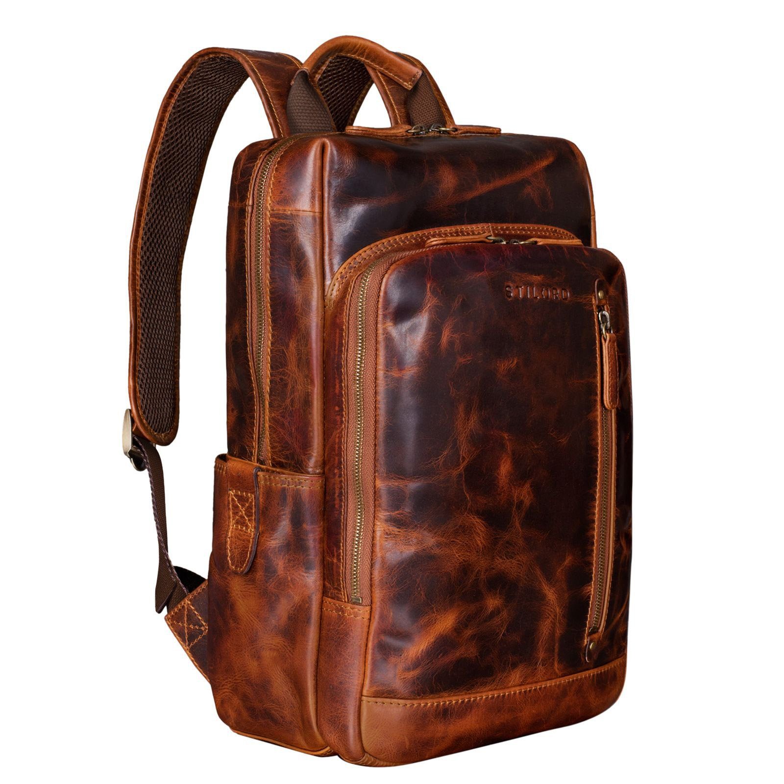 STILORD Notebook-Rucksack Business "Johnson" Lederrucksack - cognac kara Herren