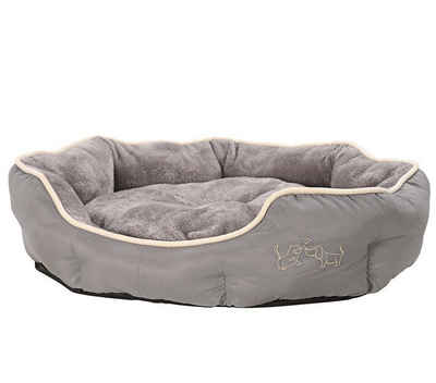Dehner Tierbett Sammy, oval, grau, versch. Größen, hochwertiges Hundebett/Katzenbett, mit herausnehmbarem Liegekissen