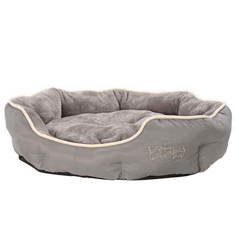 Dehner Tierbett Sammy, oval, grau, versch. Größen, hochwertiges Hundebett/Katzenbett, mit herausnehmbarem Liegekissen