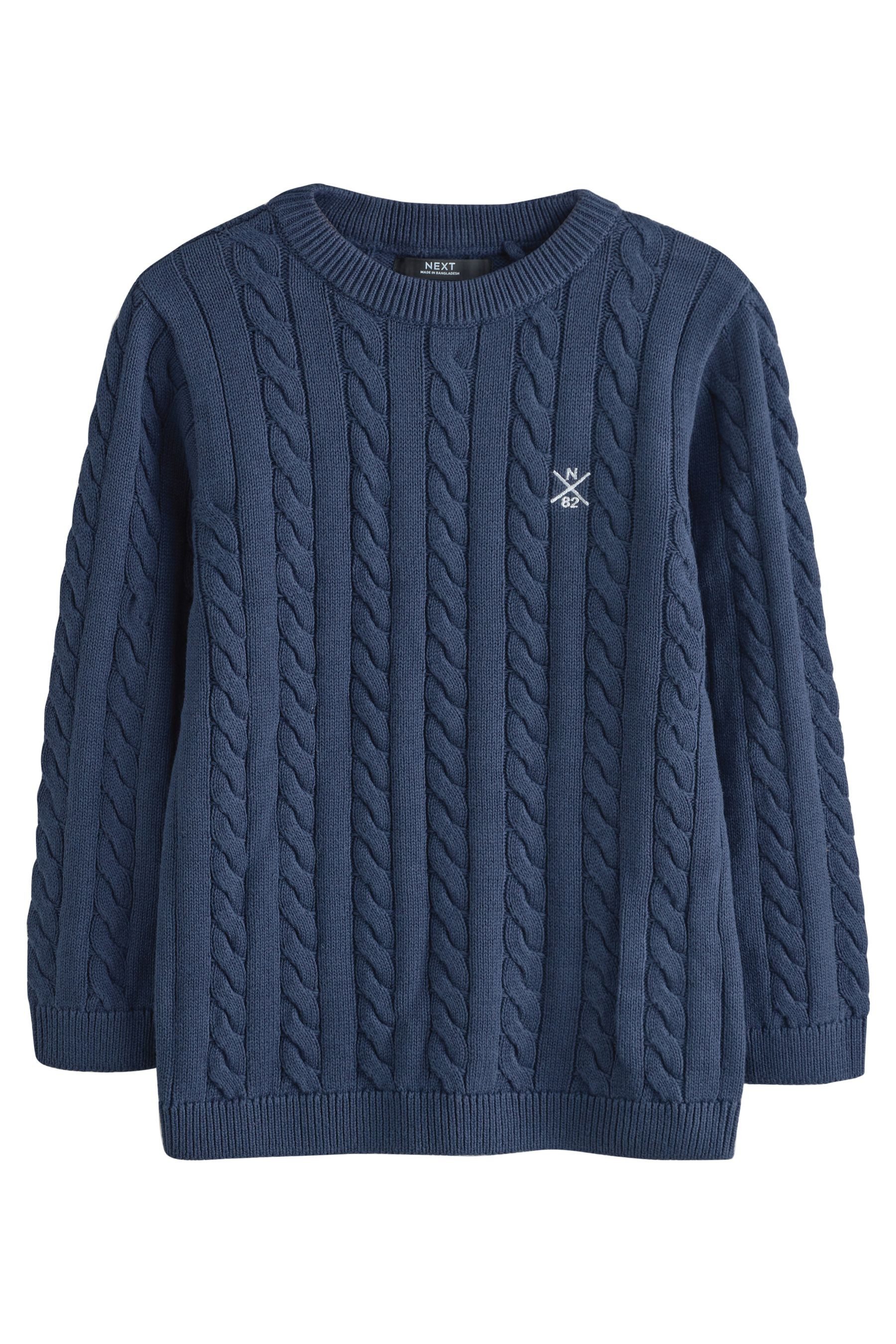 Rundhalspullover Zopfmusterpullover aus 100 % Baumwolle