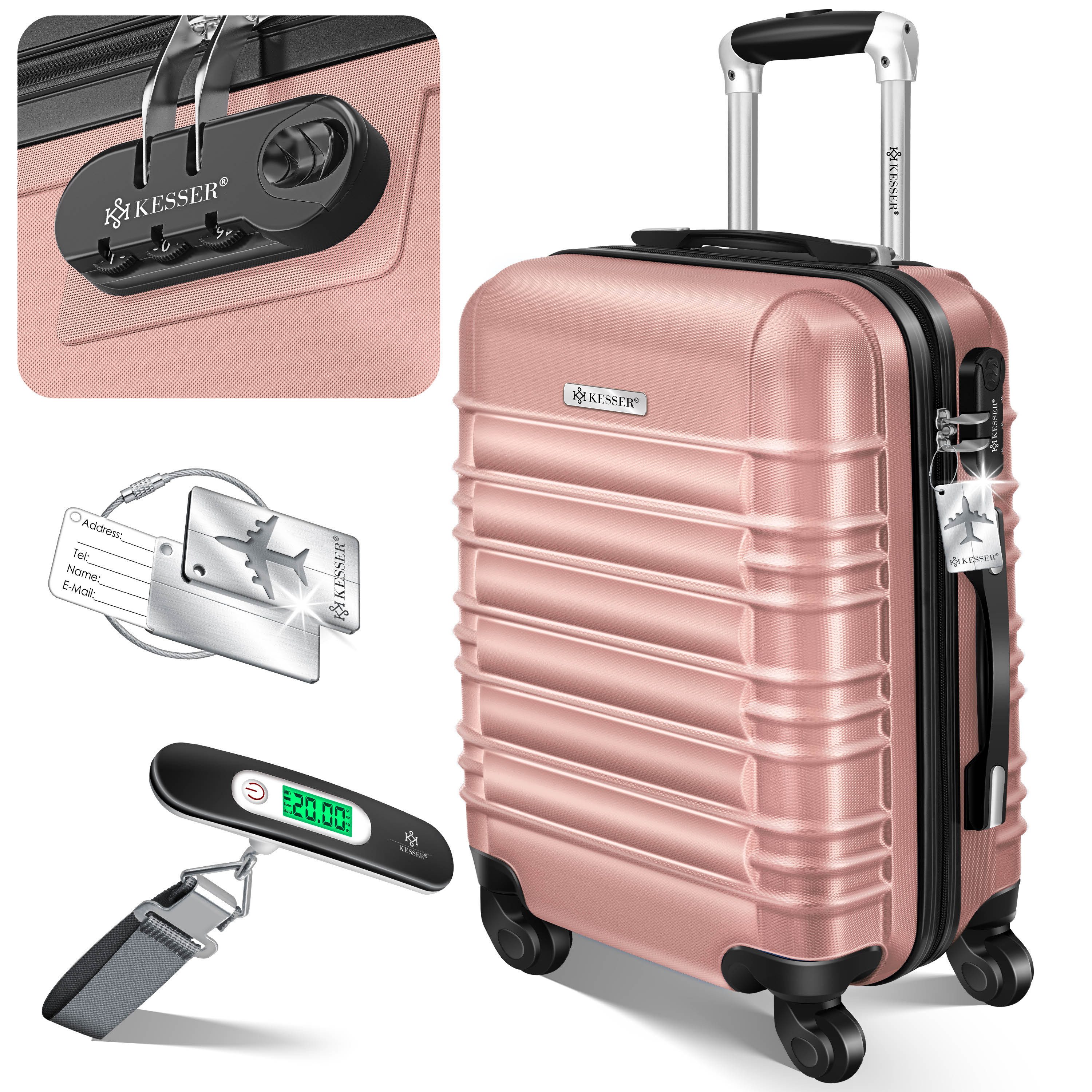 KESSER Hartschalen-Trolley Reisekoffer Handgepäck 55L Koffer Inkl. Kofferwaage + Gepäckanhänger, 4 Rollen, Rollkoffer ABS-Hartschale mit 4 Rollen, Zahlenschloss & Teleskopgriff