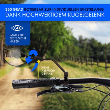 XiRRiX Fahrradspiegel Fahrrad Spiegel, Rückspiegel für Fahrrad E-Bike, eBike Zubehör (1 St), mit langem Arm - schlagfestes Glas - Lenker links