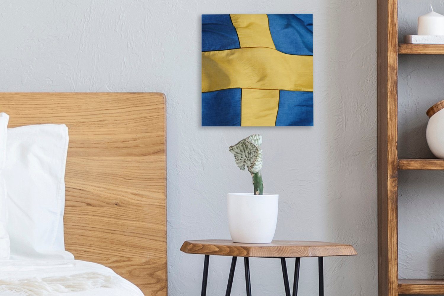 Leinwand Nahaufnahme Schweden, der Flagge von St), OneMillionCanvasses® Wohnzimmer Bilder für Leinwandbild (1 Schlafzimmer