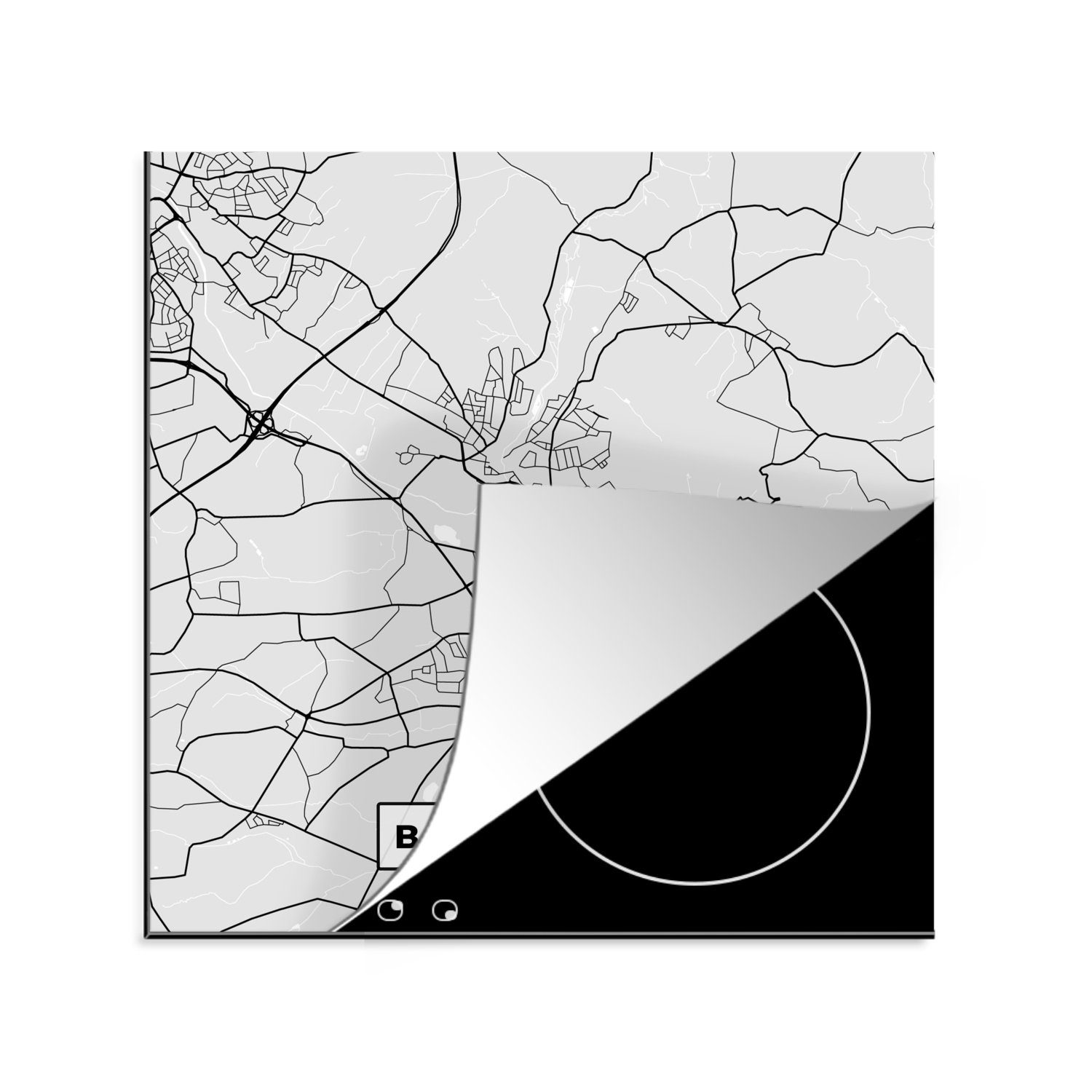 MuchoWow Herdblende-/Abdeckplatte Stadtplan - Karte von Bad Salzuflen - Deutschland - Karte, Vinyl, (1 tlg), 78x78 cm, Ceranfeldabdeckung, Arbeitsplatte für küche