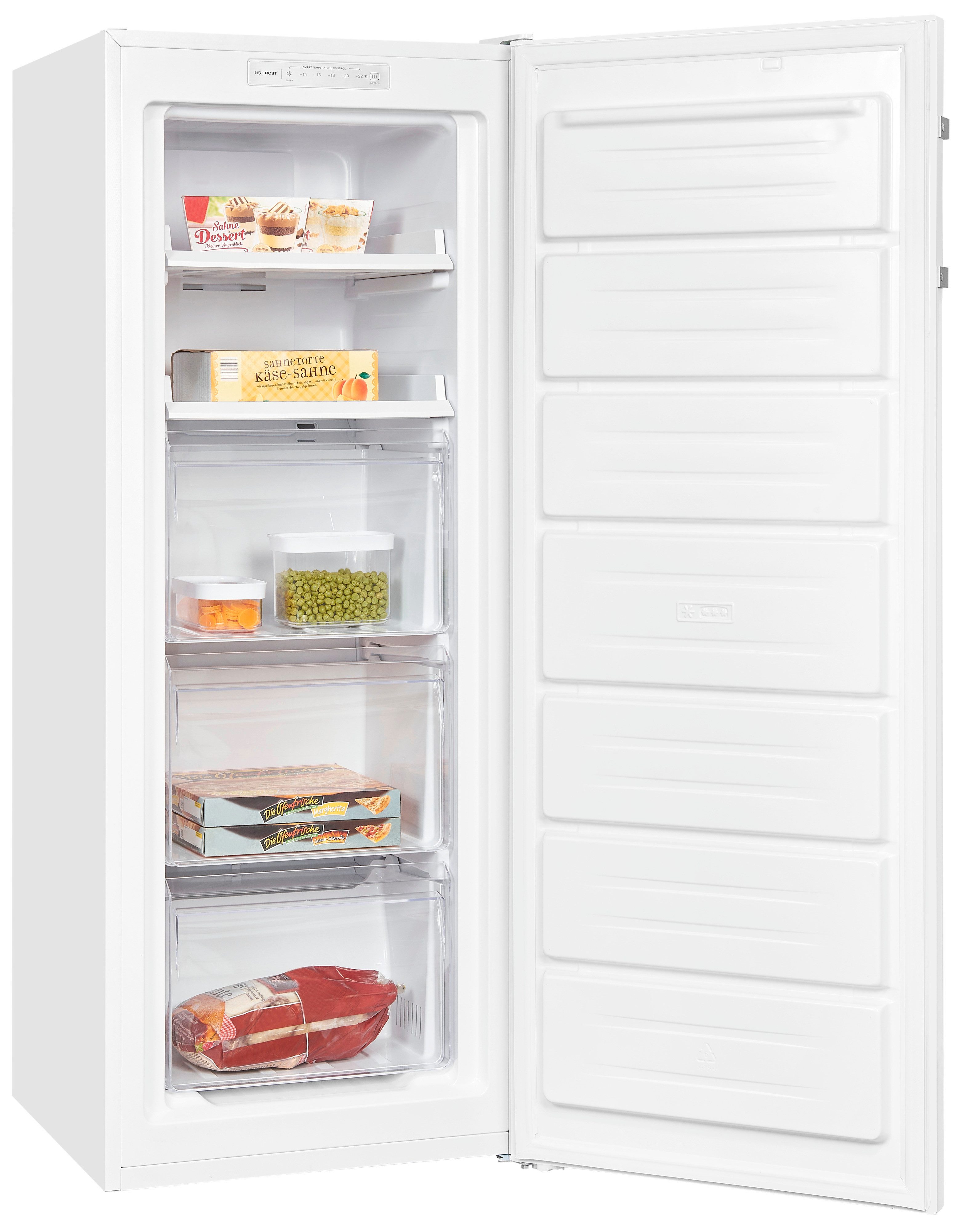 exquisit Gefrierschrank GS231-NF-H-040D weiss, 143 cm hoch, 54 cm breit, 161 Liter Nutzinhalt, NoFrost, Schnellgefrieren