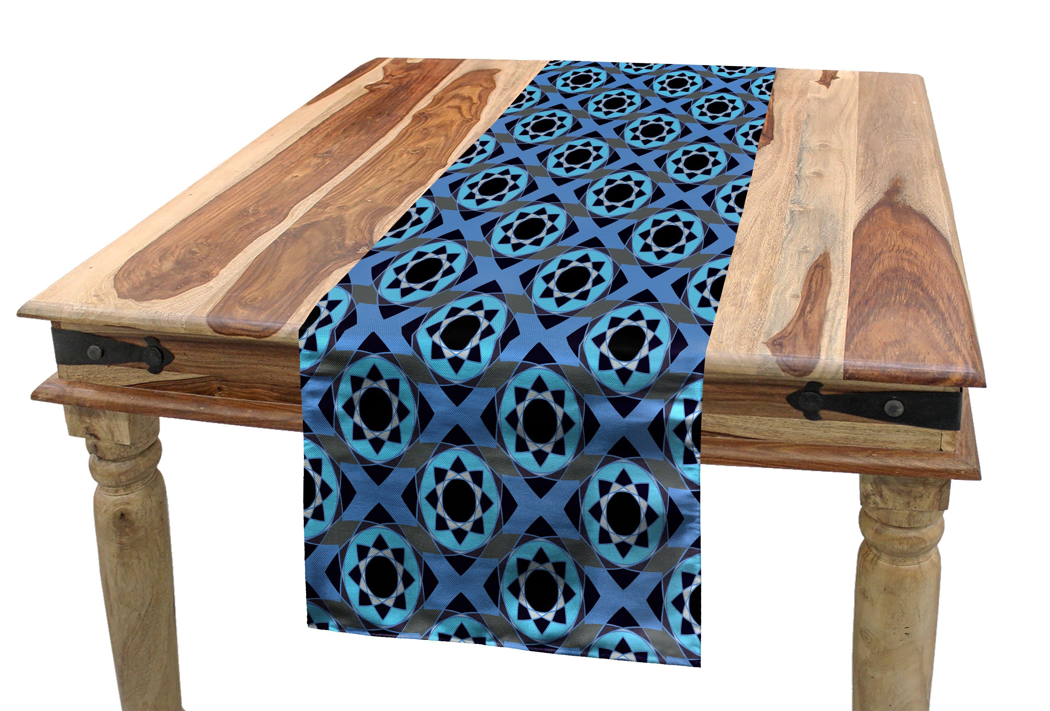 Abakuhaus Tischläufer Esszimmer Küche Rechteckiger Dekorativer Tischläufer, Ethnisch Stern-Mandala Motive Retro