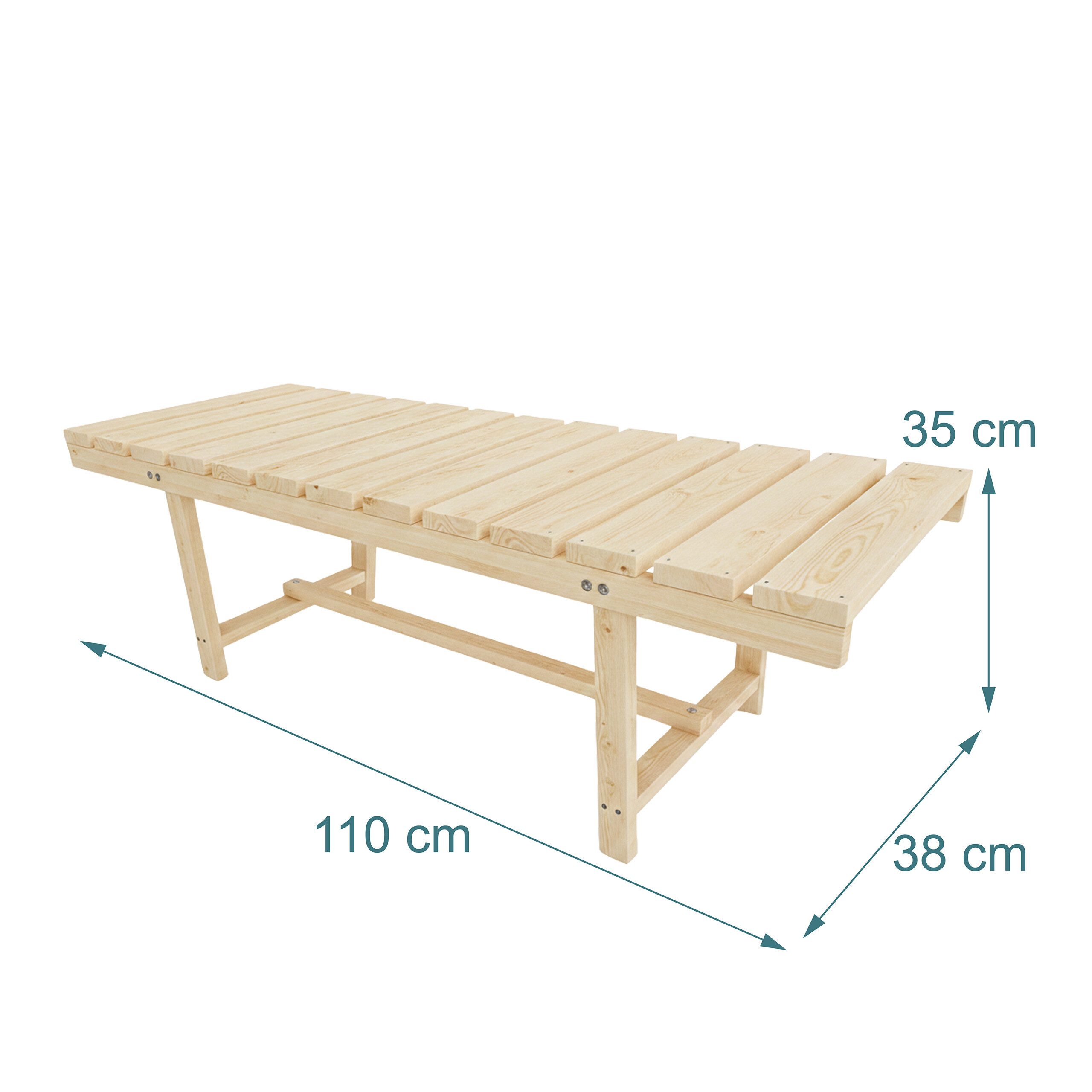 relaxdays Gartenbank 2-Sitzer Tannenholz (1-St), natur – Bild 4 von 5