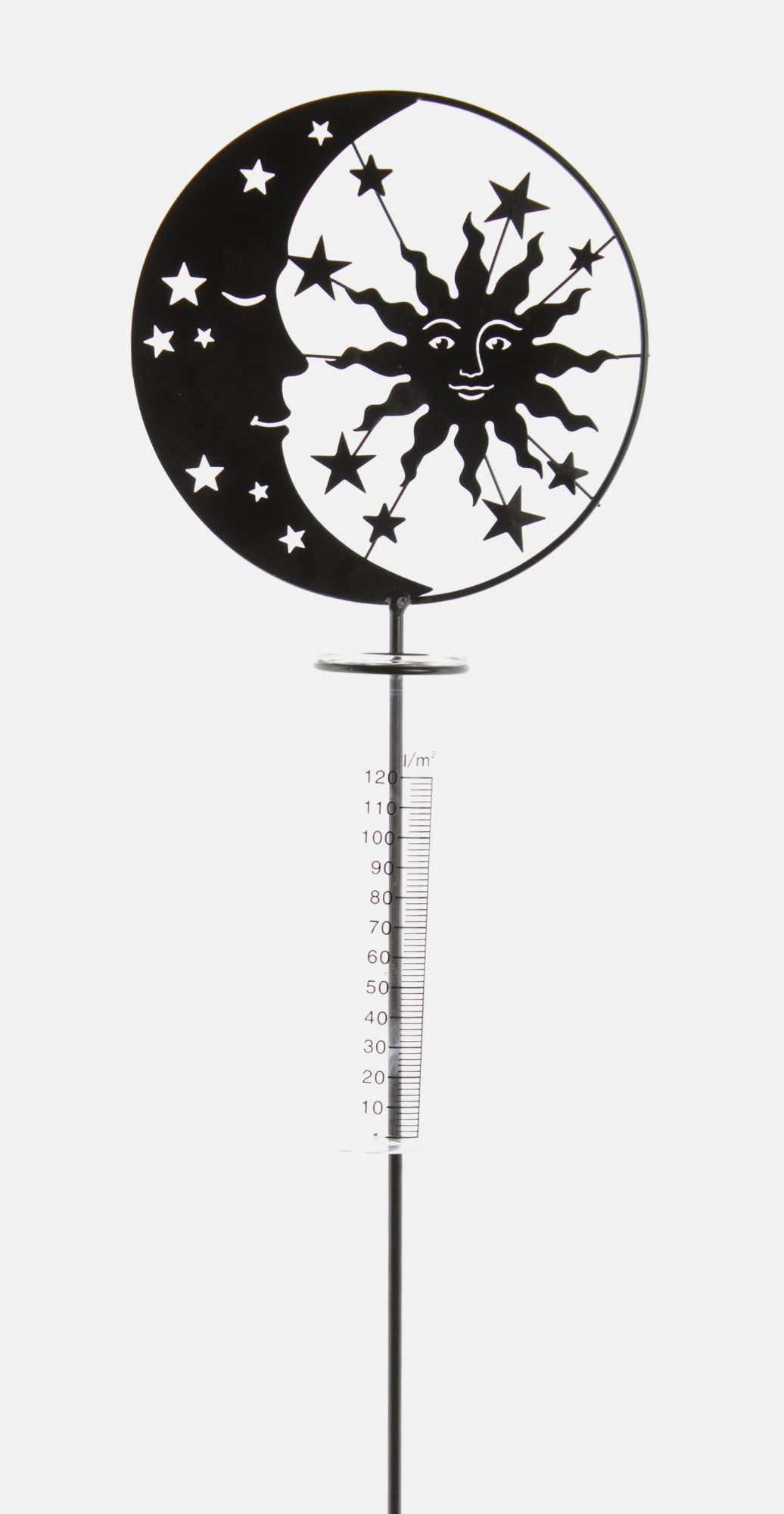 Dekoobjekt Gartenstecker Metall Sonne Mond Regenmesser Deko Figur Skulptur