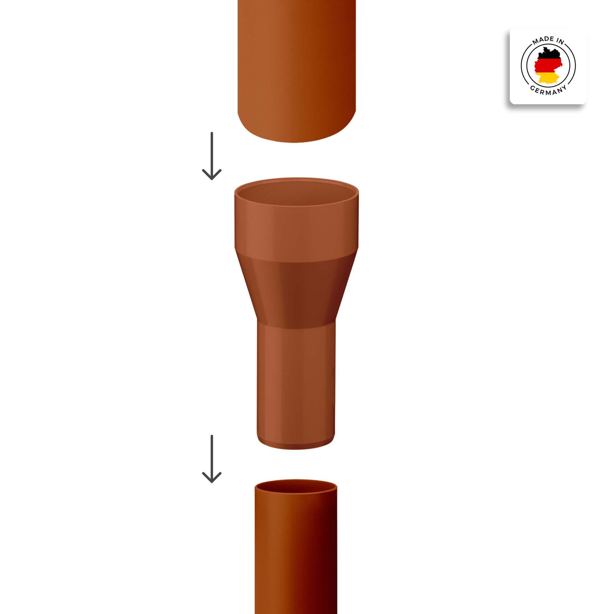 INEFA Rohr-Reduzierstück Reduzierstück Fallrohr, (DN 85/75), Dachrinnen, Zubehör für Gartenhaus, Regenrinne, Verbindungsstück
