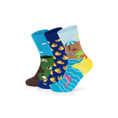 Happy Socks Basicsocken 3-Pack Little House-Beach Break-Rubber Duck gekämmte Baumwolle