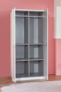 99rooms Kinderkleiderschrank Emilie I Weiß Pastellrosa (Standschrank, Kinderschrank) 2-türig, mit viel Stauraum, aus Holzwerkstoff, mit Soft-Close Funktion, Design Modern, für Kinder