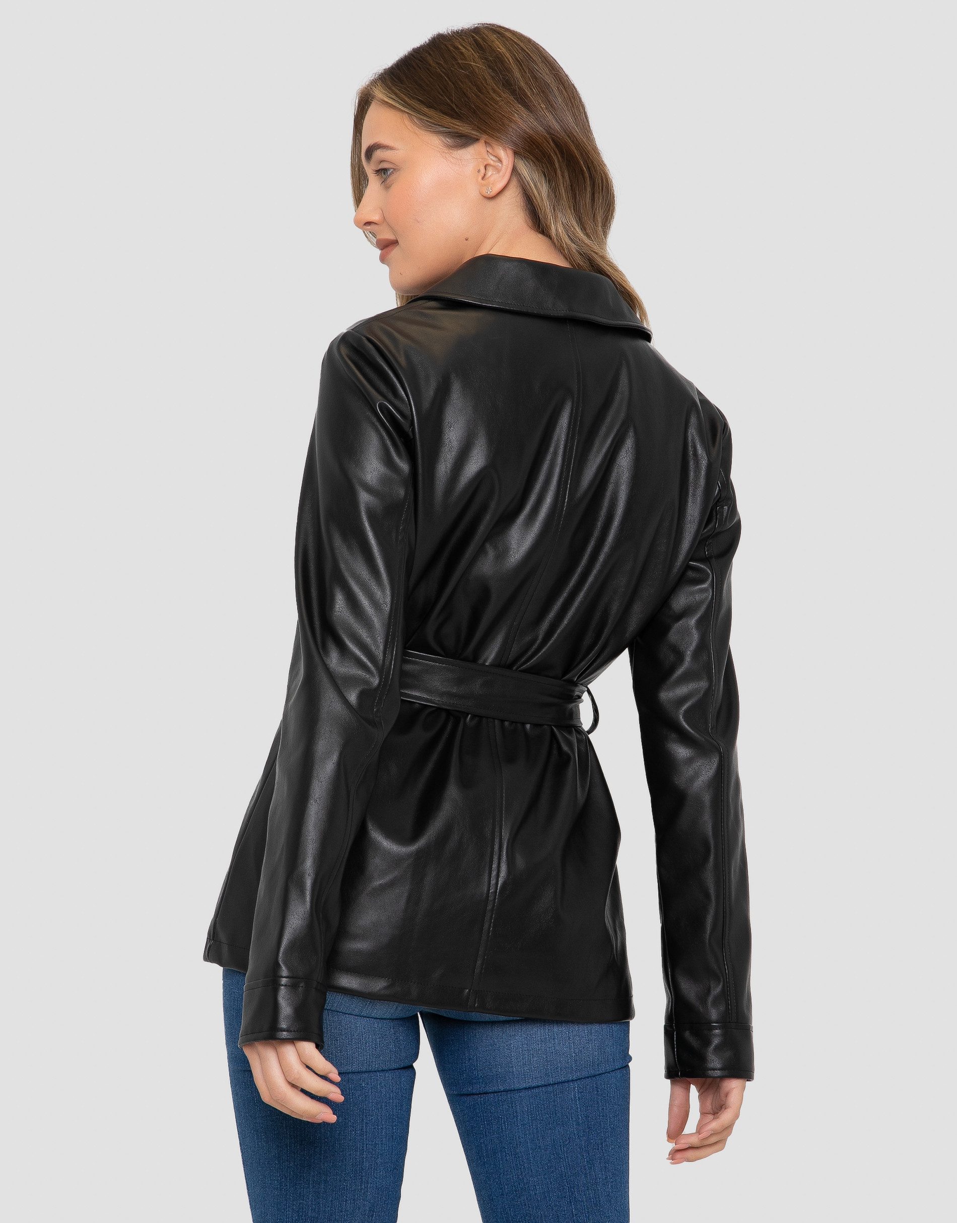 Threadbare Lederimitatjacke Brook (1-St) mit Bindeband