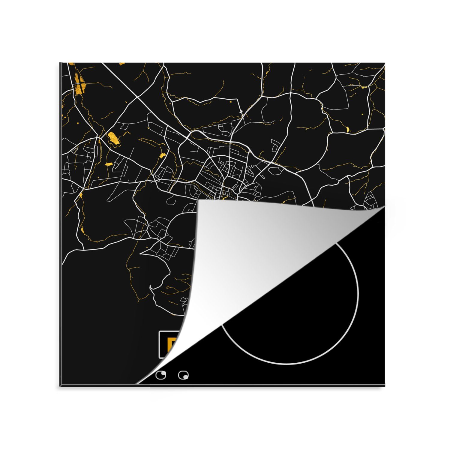 (1 - küche Herdblende-/Abdeckplatte Ceranfeldabdeckung, - Karte Gold 78x78 cm, für Stadtplan Detmold Vinyl, - MuchoWow - tlg), Arbeitsplatte Deutschland,