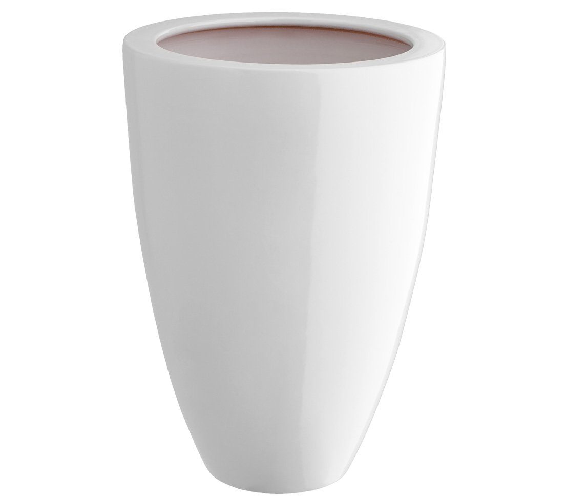 Dehner Übertopf Vase, konisch, glasierte Keramik, hohe Pflanzvase in modernem Design Weiß