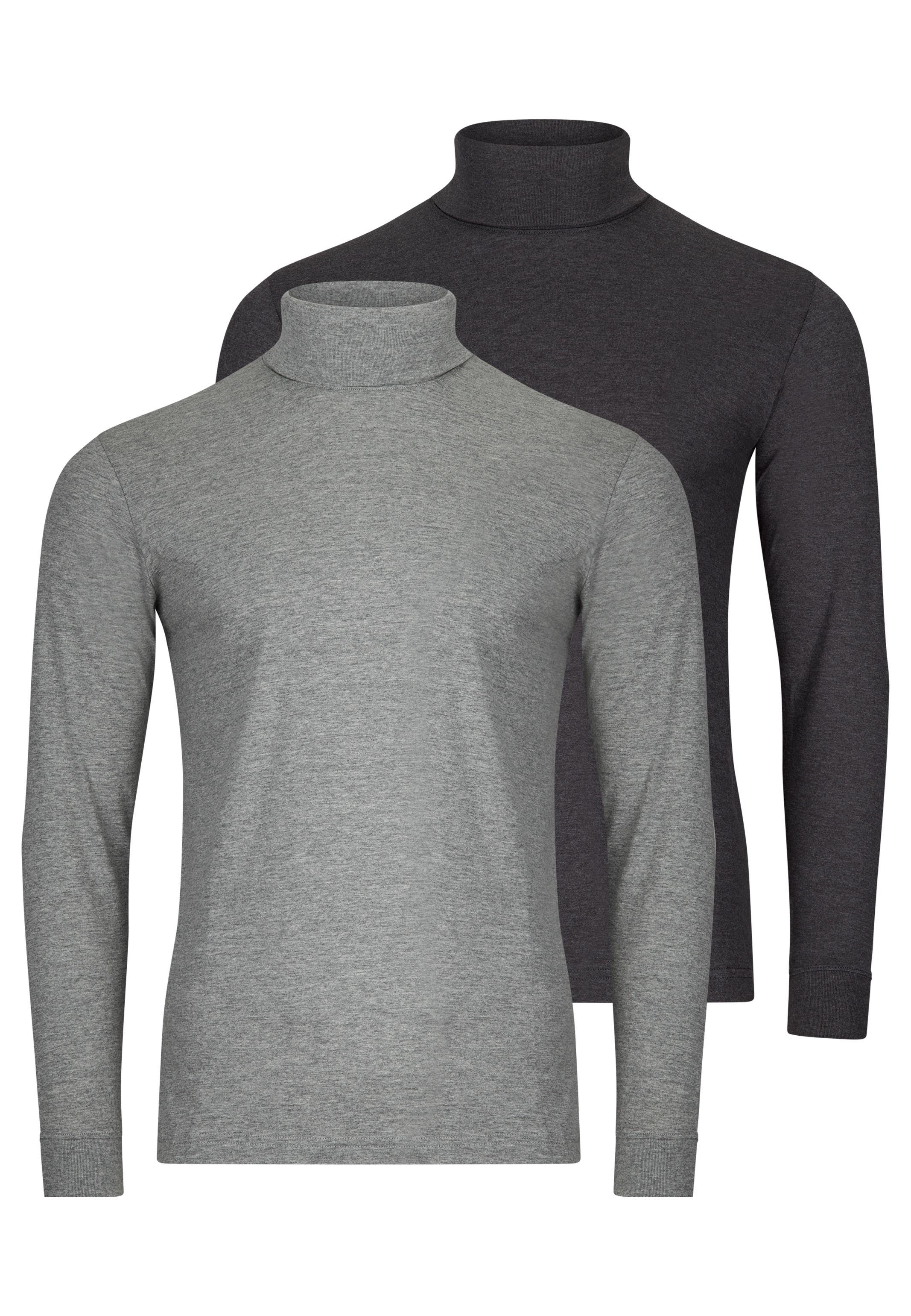 RAGMAN Langarmshirt 2er Pack Basic (Spar-Set, 2-tlg) Rollkragenshirt - Baumwolle - Atmungsaktiv