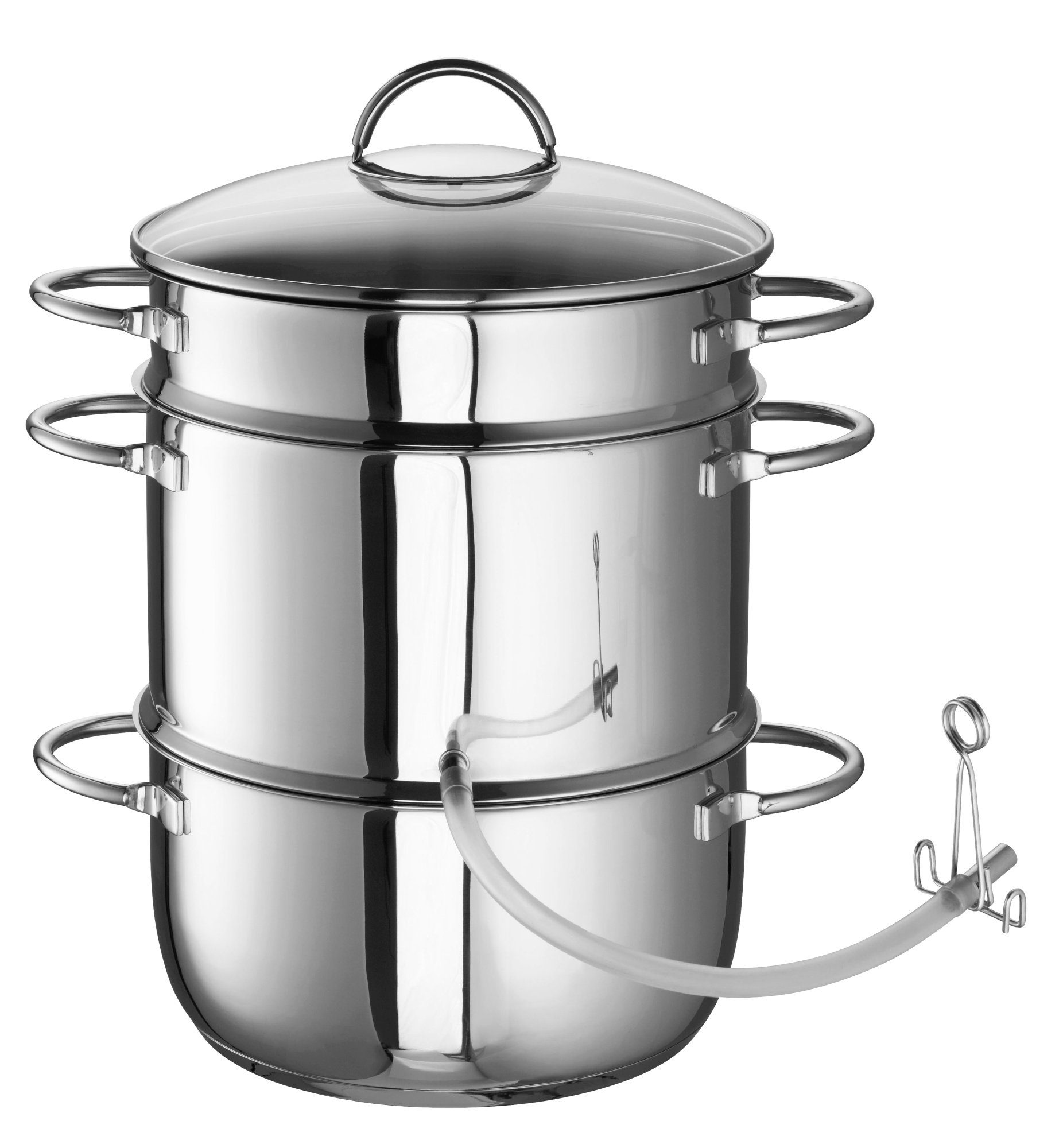 ROHE Germany Entsafter Multi-Entsafter Ravenna, Deckel, Obstaufsatz, Saftauffangbehälter, Topf, Ablaufschlauch