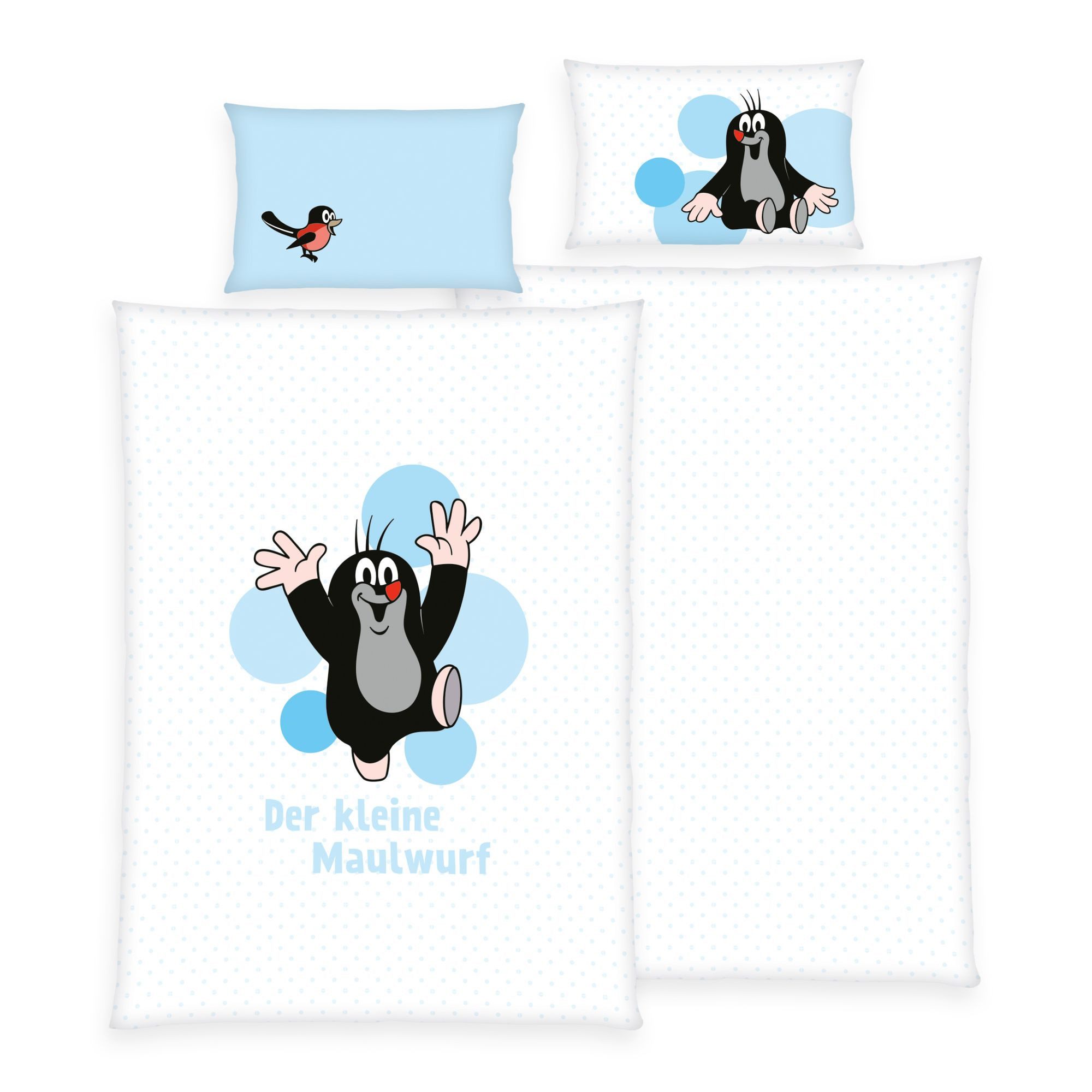 Herding Babybettwäsche Herding Der kleine Maulwurf Baby Bettwäsche Set 100 x 135 cm Baumwolle, 1 teilig, Langlebig