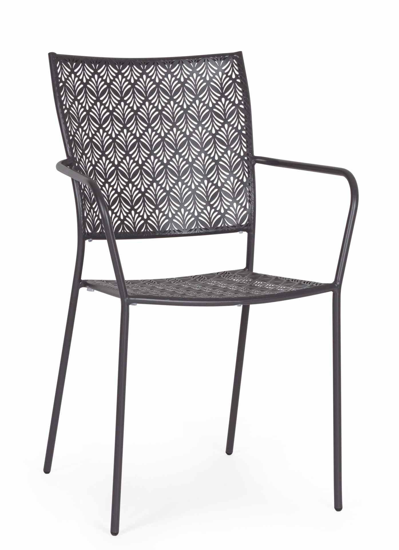 Gartenstuhl Lizette 4er-Set aus Metall, Anthrazit