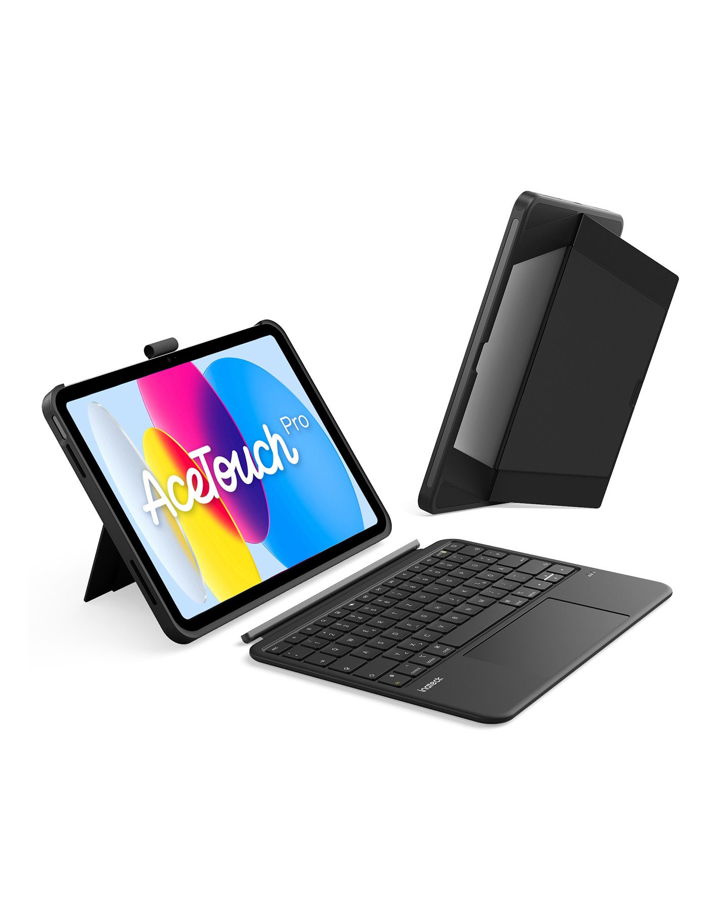 Inateck Hülle mit Tastatur für iPad 11 Gen A16, iPad 10 Gen, mit Stifthalter iPad-Tastatur (Vertikaler/Horizontaler Ständer,Großes Trackpad,Abnehmbar,Abnehmbare)