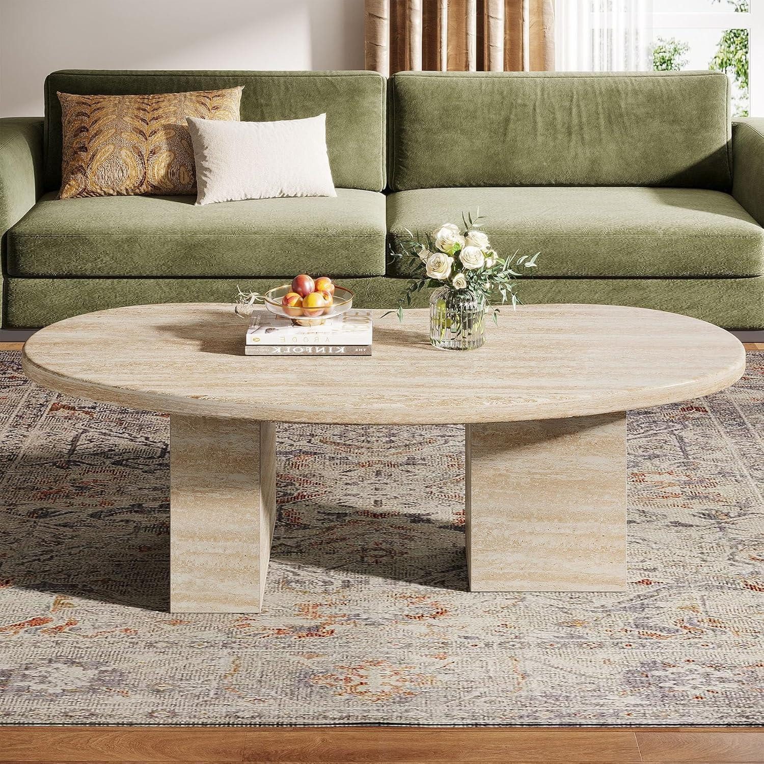 LuxusKollektion Couchtisch Ovaler Couchtisch Holz 115x65x40 cm (1-St)