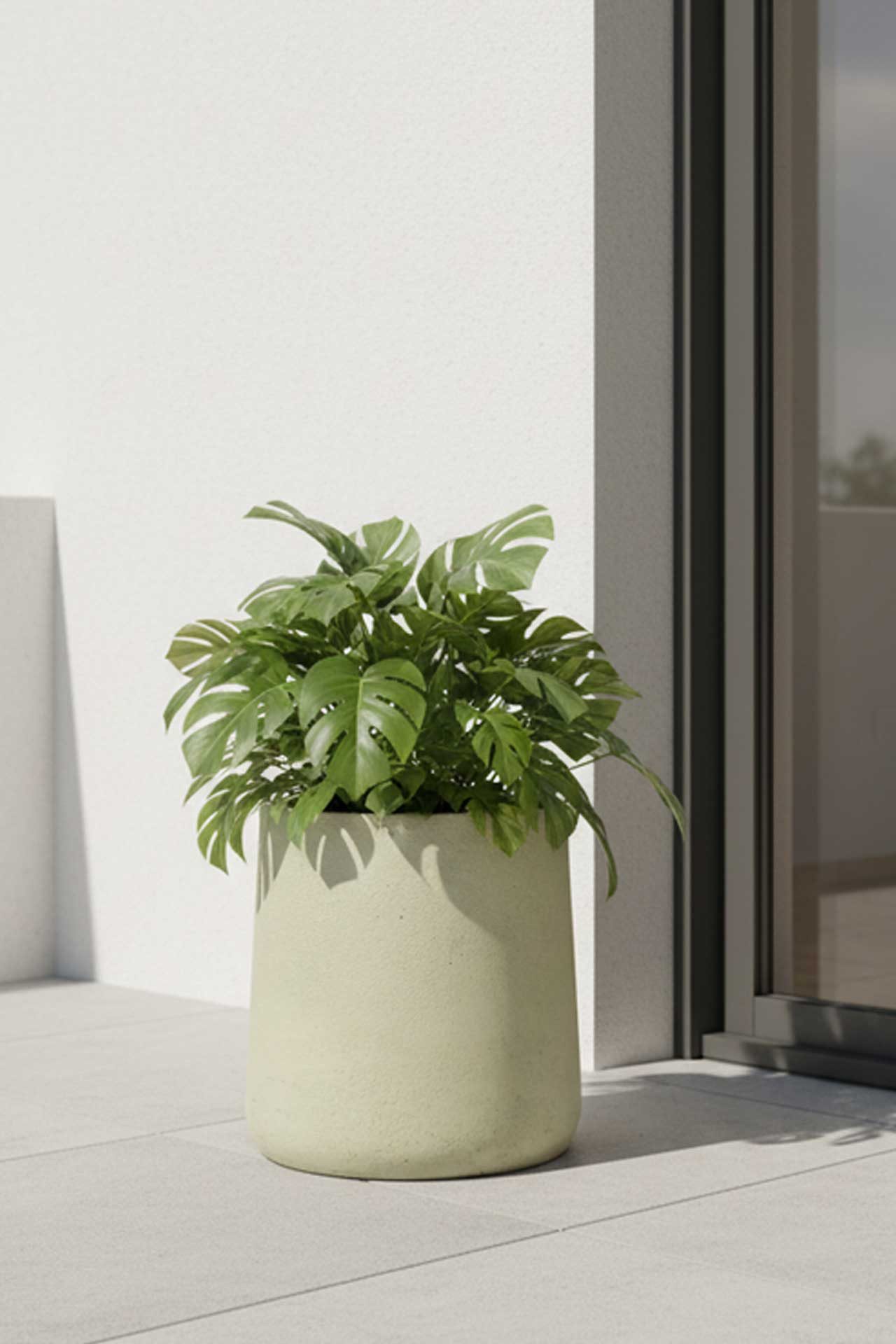 VIVANNO Blumentopf Fiberglas VEKRA Rund - Vesuvbeige Matt (1 St), 42x40 cm