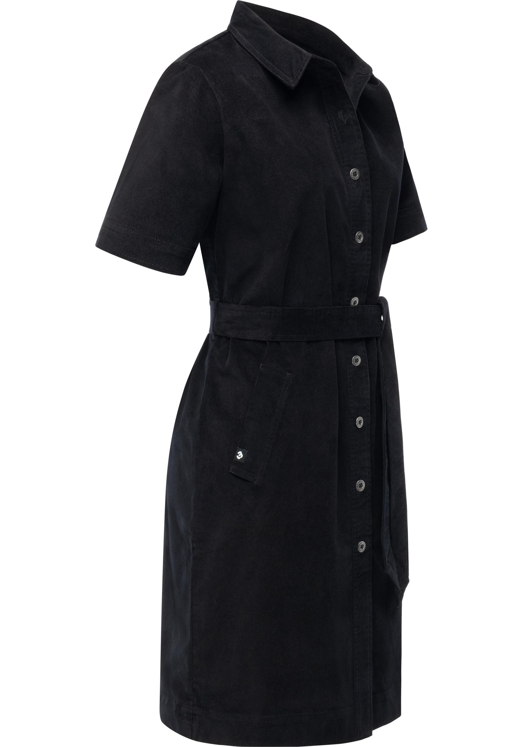 Ragwear Cordkleid Rozyna Cordy YOUMODO Kurzärmliges Kordkleid mit Hemdkragen