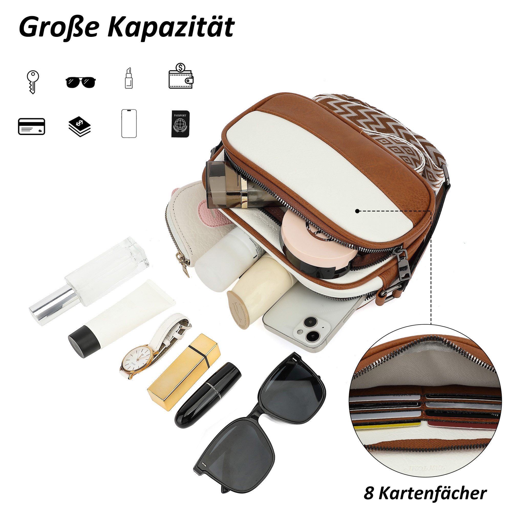 TAN.TOMI Schultertasche Damen Umhängetasche mittelgroß Handtasche mit Verstelbaar, Weich Breiter Gurt für Pendeln Reise Campus Verabredungen