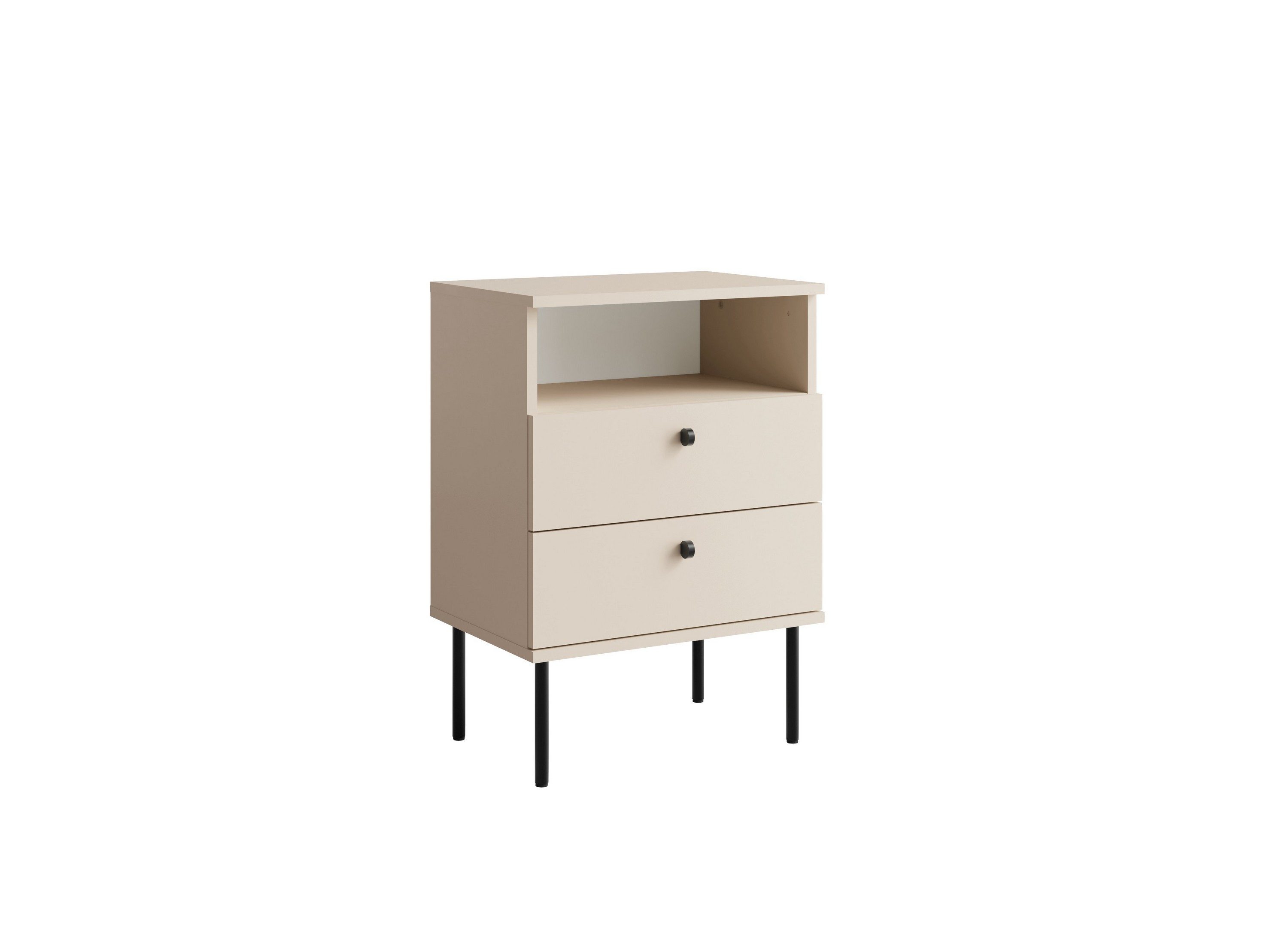 Nachttisch STRATUS 50 cm Nachtschrank mit 2 Schubladen Beige