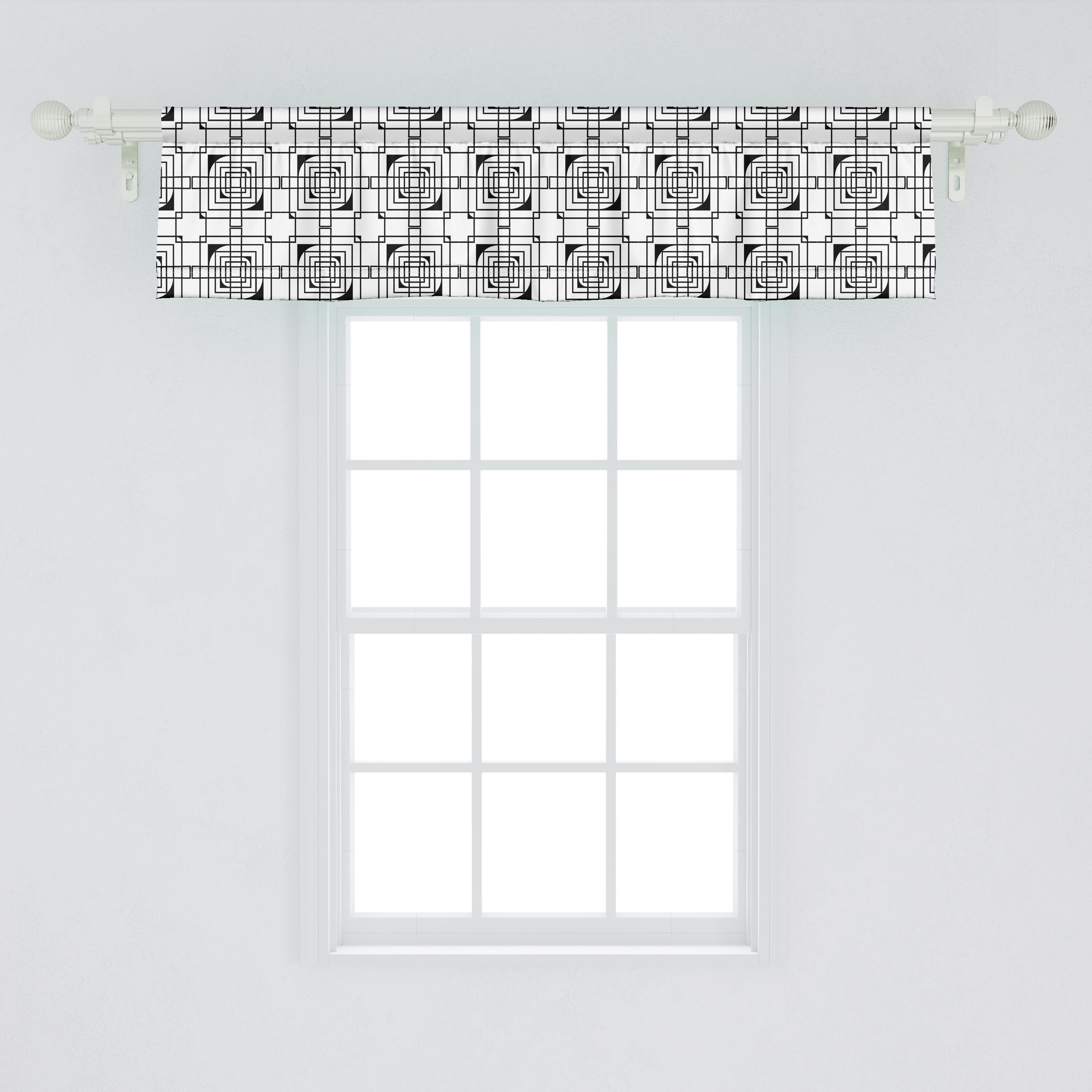 Dekor Microfaser, mit Abakuhaus, Stangentasche, Geometrisch Konzentrische Küche Schlafzimmer Vorhang für Formen Scheibengardine Artwork Volant