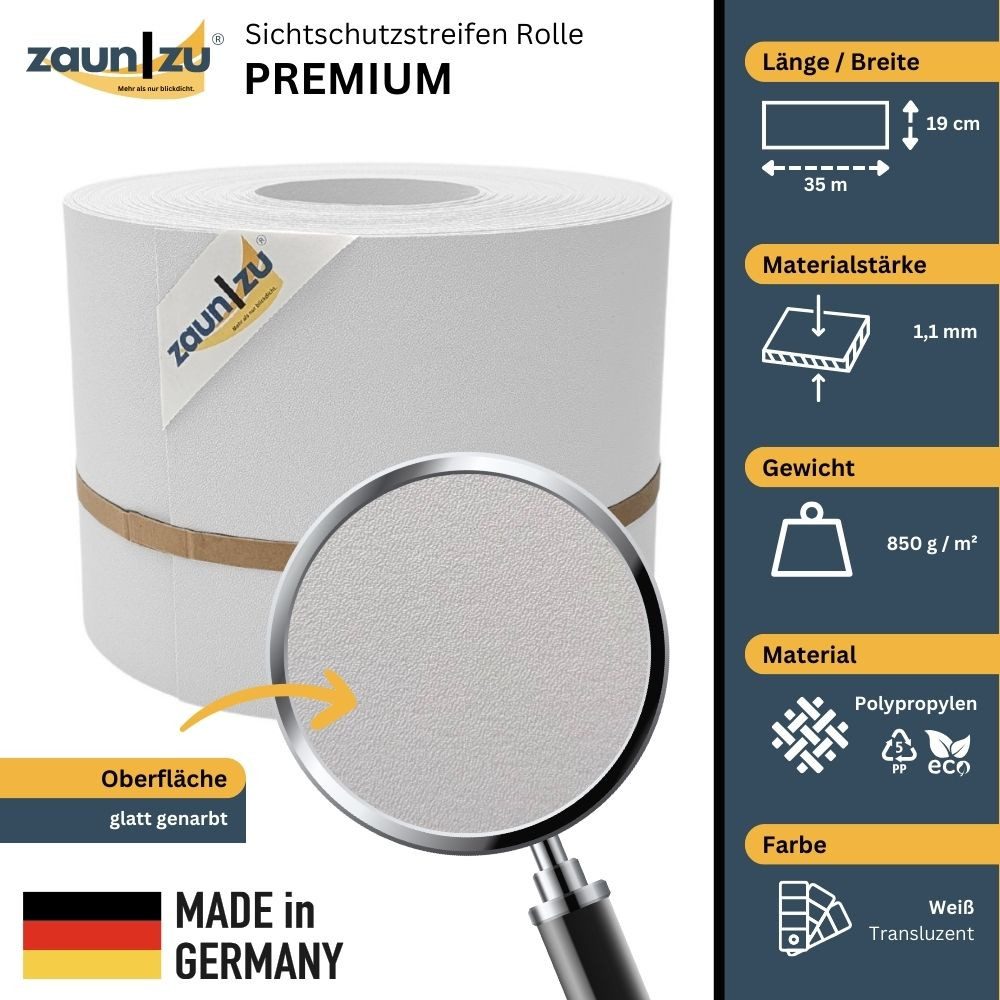 Thumbnail - zaunzu Sichtschutzstreifen PP für Doppelstabmatten UV-beständiger Sichtschutz Zaunblende Weiß, (1, Rolle), 5 Jahre garan...