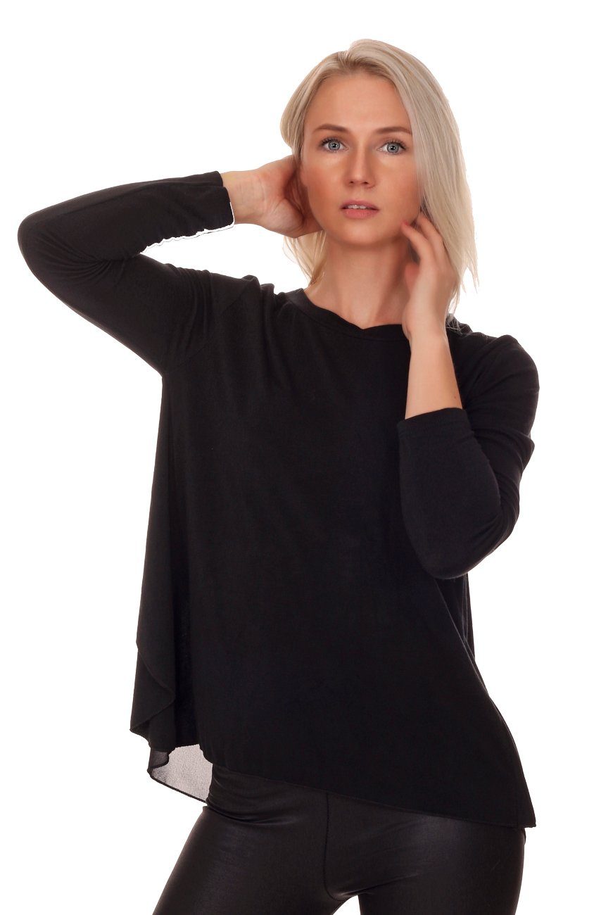 Charis Moda Langarmshirt Rundhalsausschnitt einfarbig mit günstig online kaufen