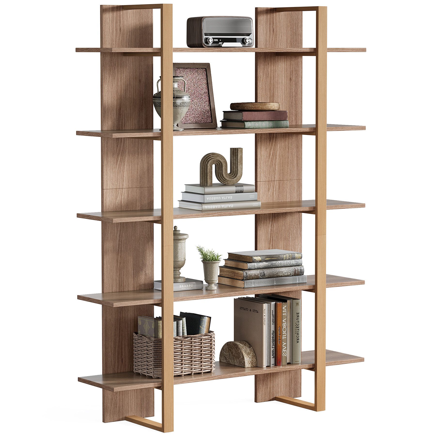 Tribesigns Bücherregal 5-stöckiges offene Etagere-Display, Büroregal für Wohnzimmer