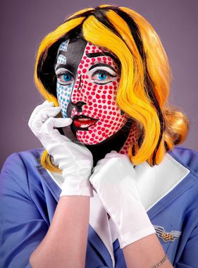 Maskworld Theaterschminke Make-up Set Pop Art Frau, Halloween Schminkset mit perfekt abgestimmten Komponenten
